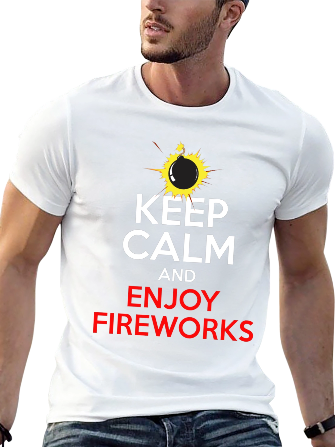 Black Keep Calm & Enjoy Fireworks Black T-Shirt view 13