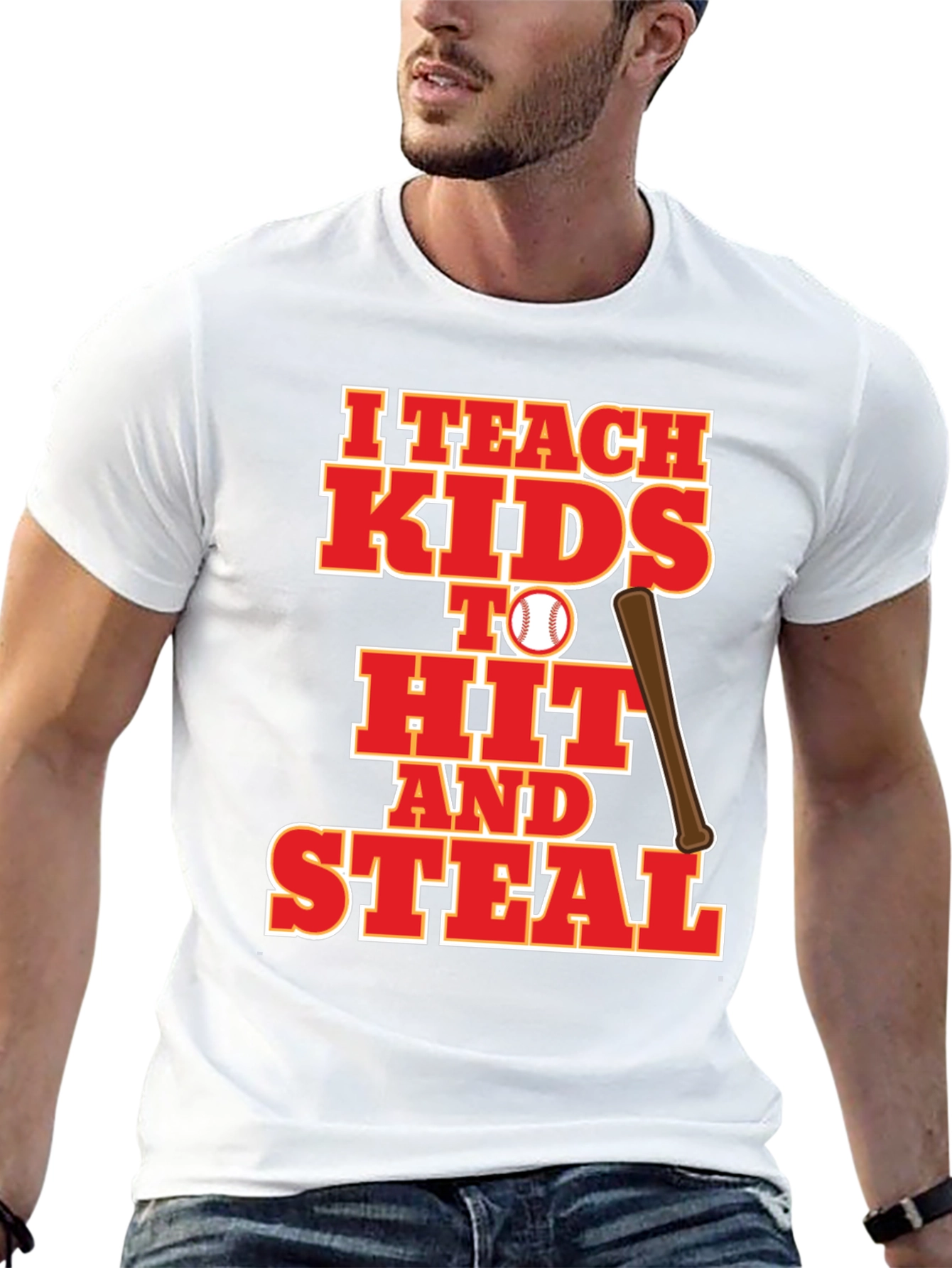 Black I Teach Kids to Hit and Steal Baseball T-Shirt view 13