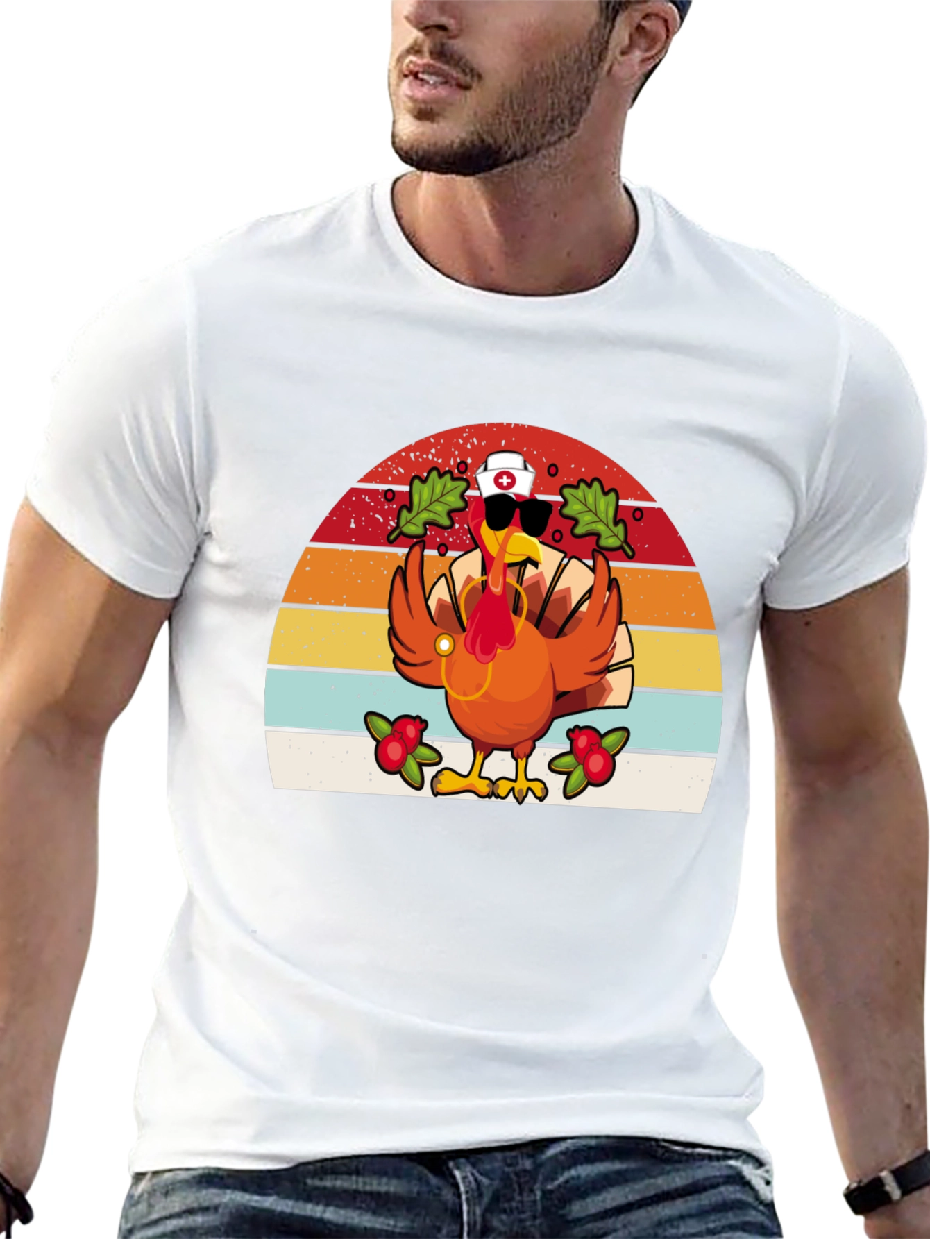 Black Thanksgiving Nurse Turkey T-Shirt view 13