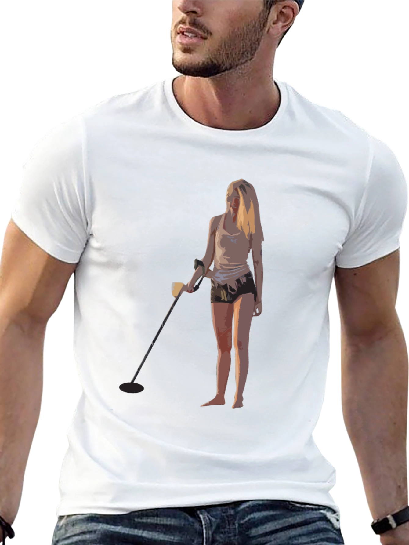 Black Metal Detecting Girl Graphic T-Shirt - Black view 13