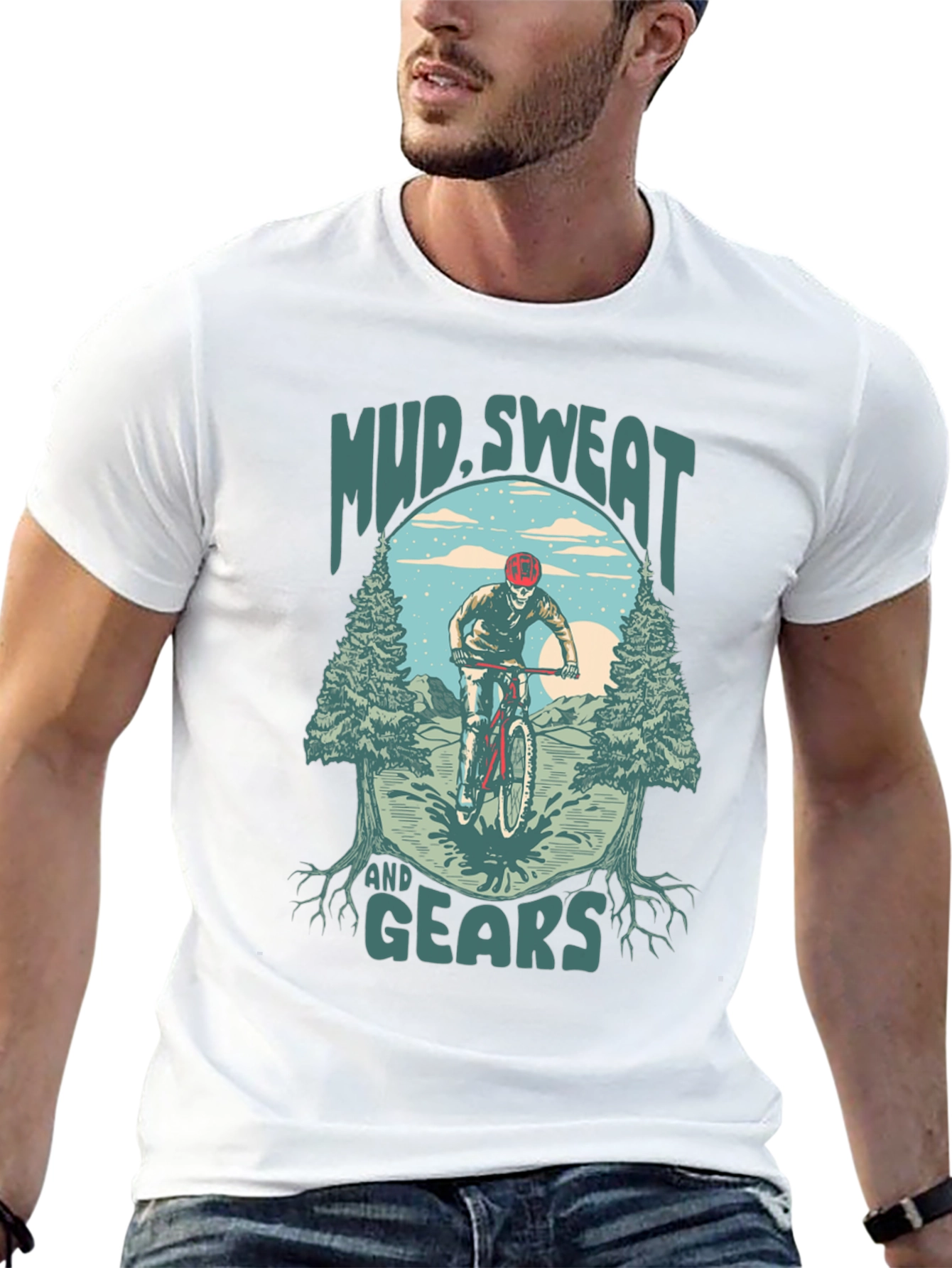 Black Mud Sweat and Gears Mountain Bike Graphic T-Shirt view 13