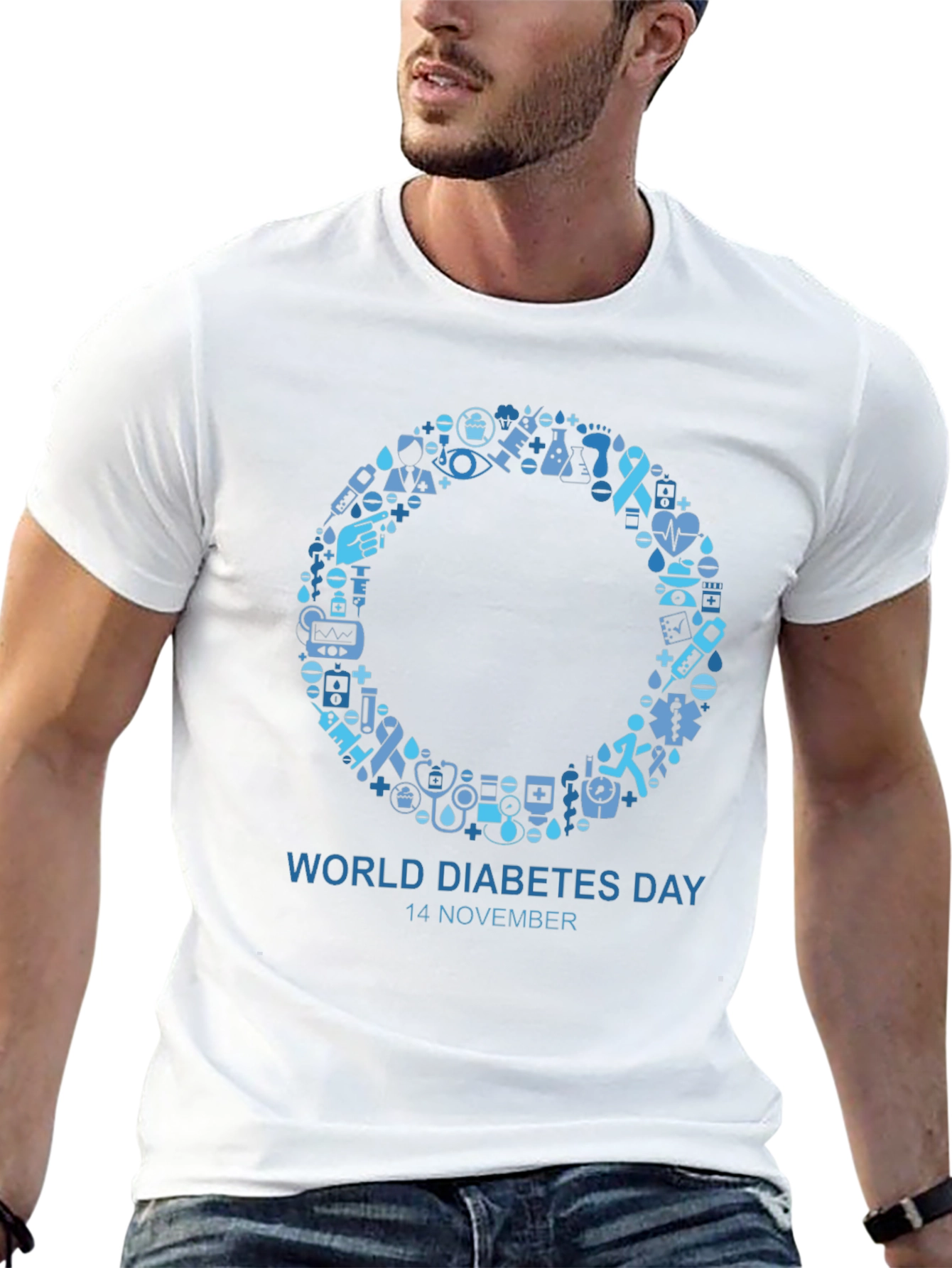 Black World Diabetes Day Awareness T-Shirt view 13