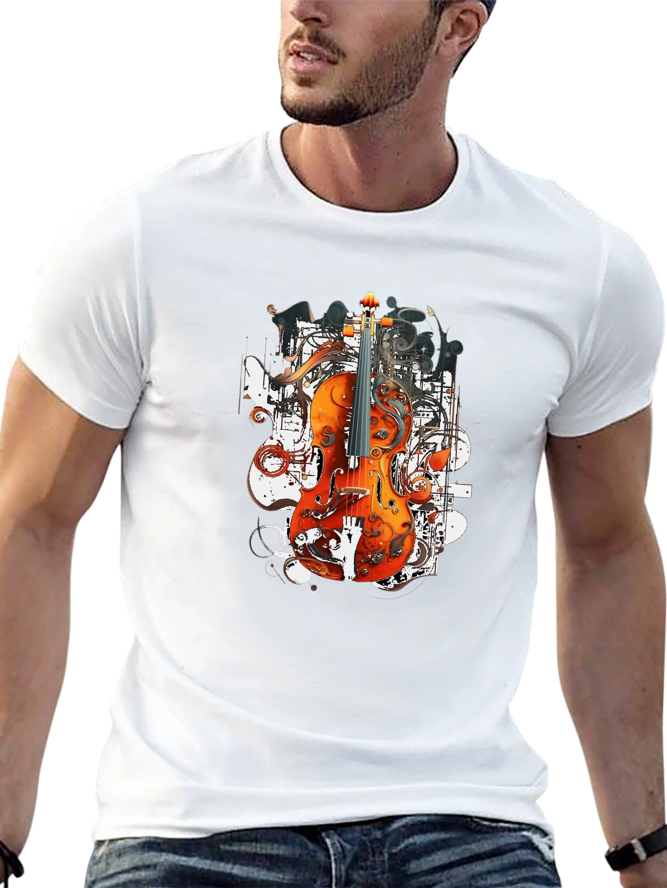 Black Orchestral Ink T-Shirt - Artistic Music Tee view 13