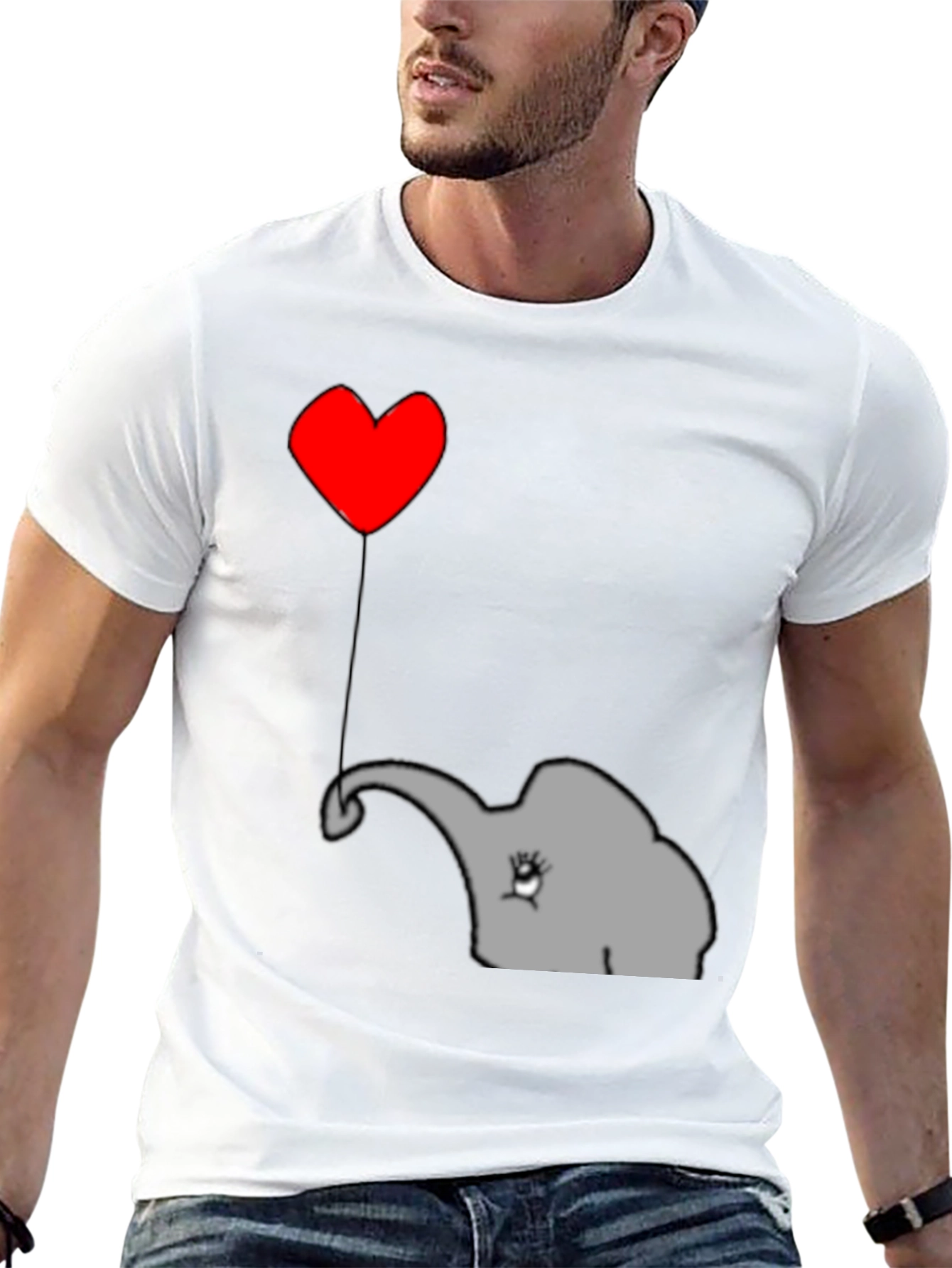 Black Elephant Heart Balloon T-Shirt - Cute Animal Tee view 13