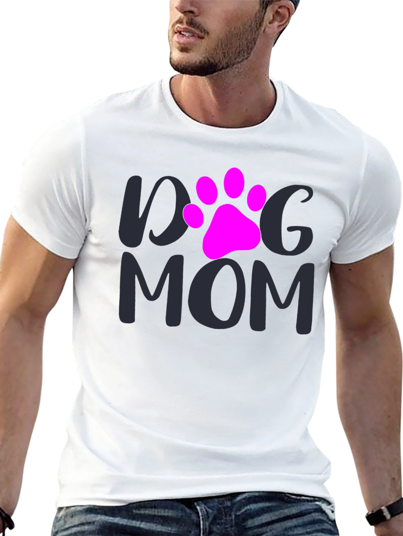 Black Dog Mom T-Shirt - Paw Print Graphic Tee view 13