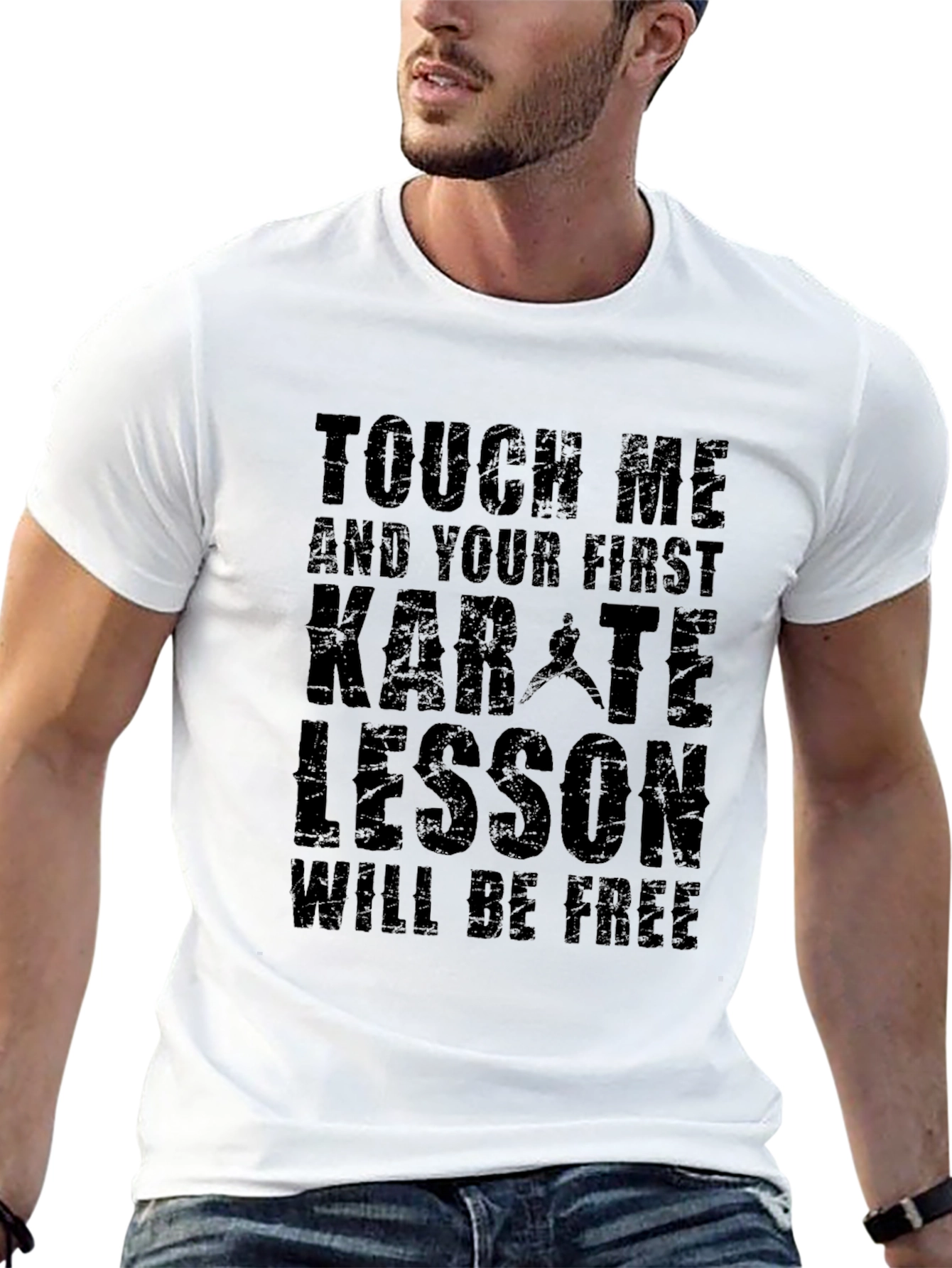 Black Touch Me Karate Lesson Free Graphic Tee view 13