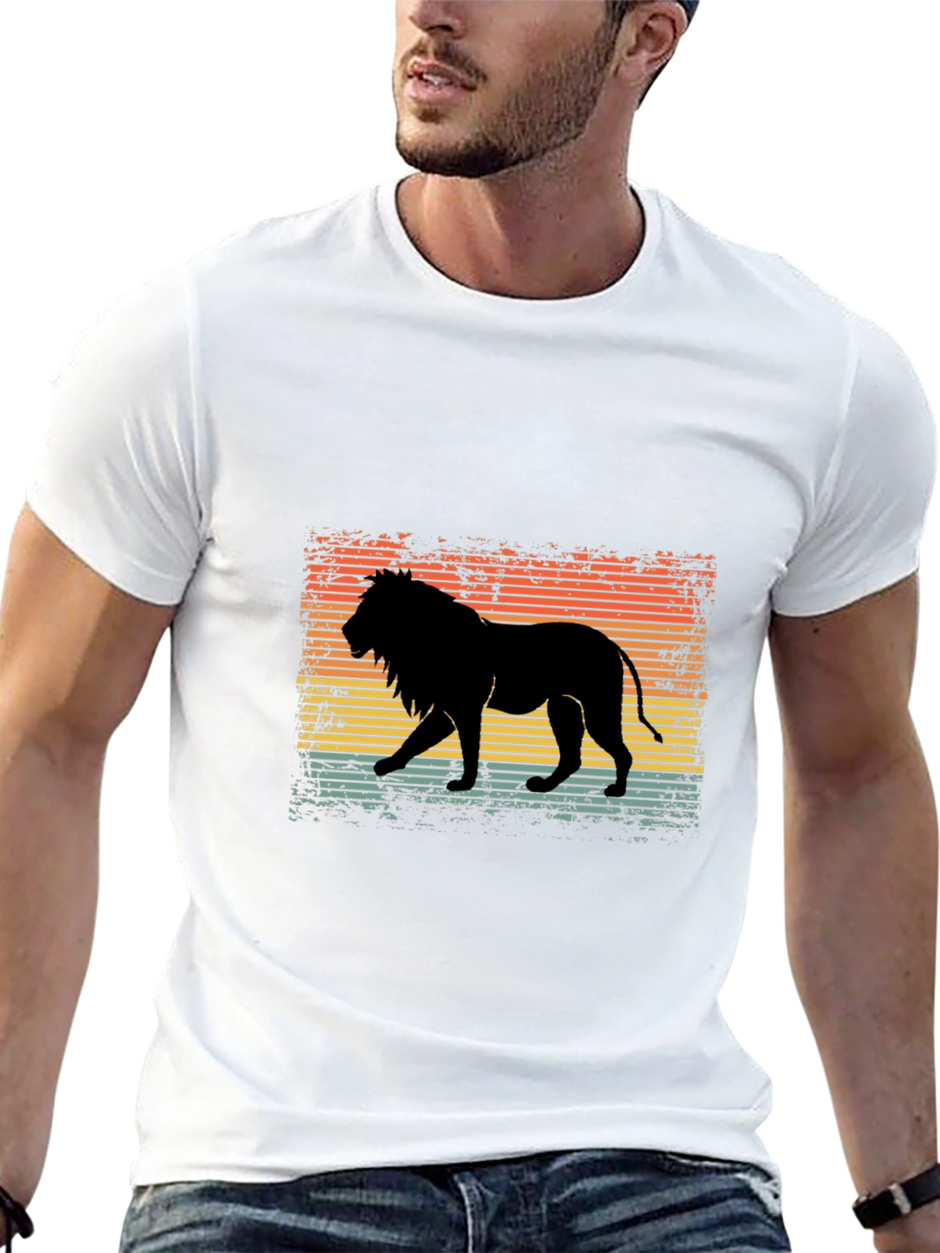 Black Retro Lion Graphic T-Shirt - Stylish Men's Tee view 13