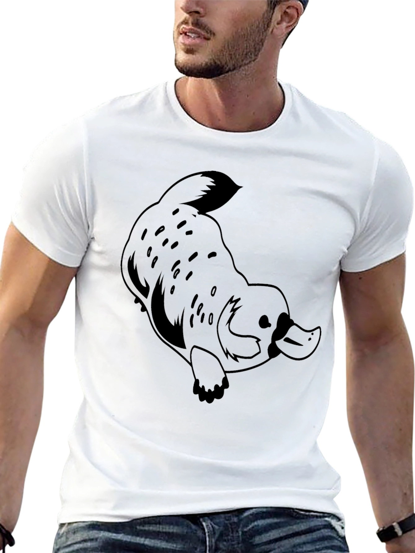 Black Black Platypus Graphic T-Shirt - Men's Casual Tee view 13