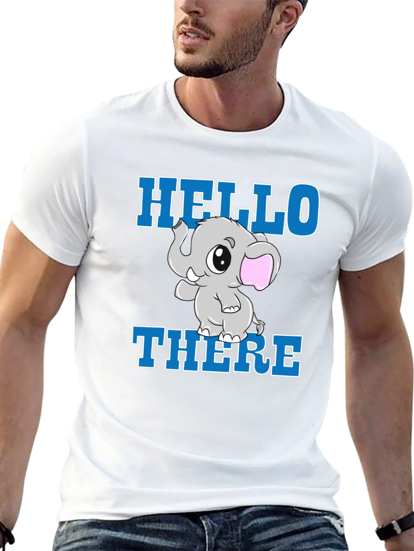 Black Cute Elephant Graphic T-Shirt - Hello There! view 13