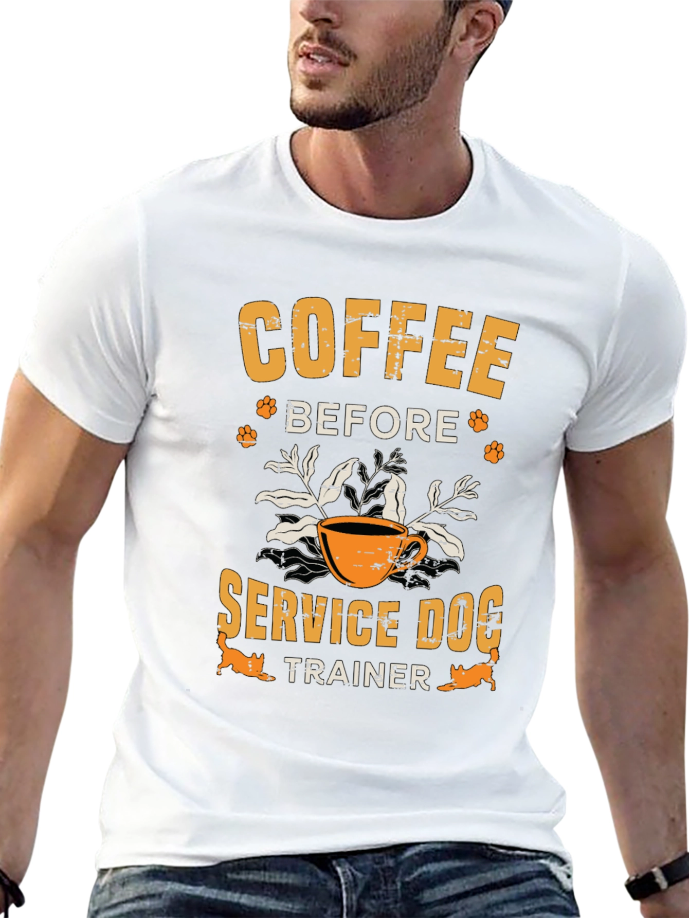 Black Coffee Before Service Dog Trainer T-Shirt view 13