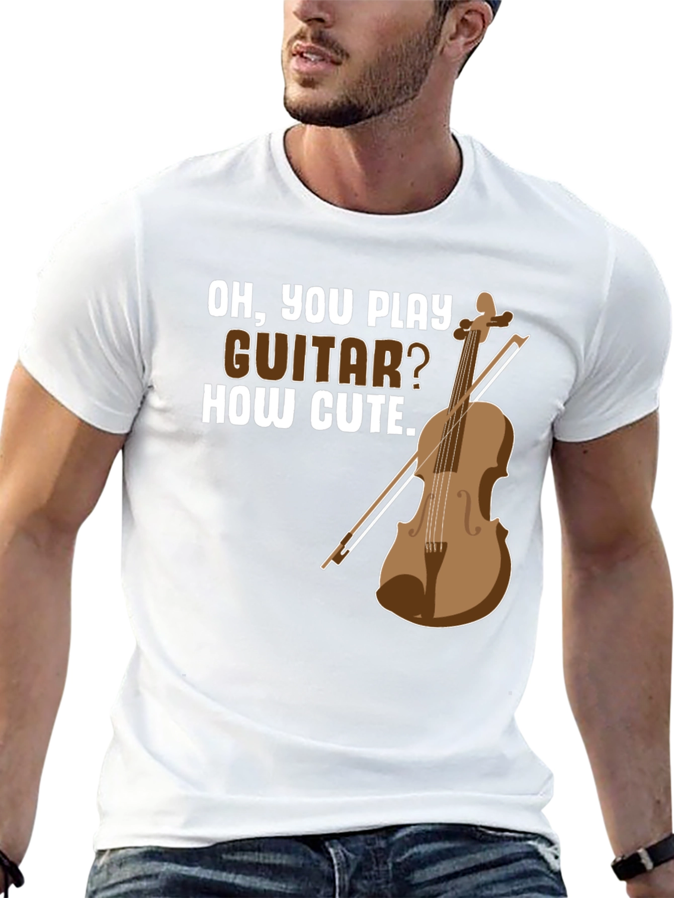 Black Funny Violin T-Shirt - Oh, You Play Guitar? How Cute. view 13