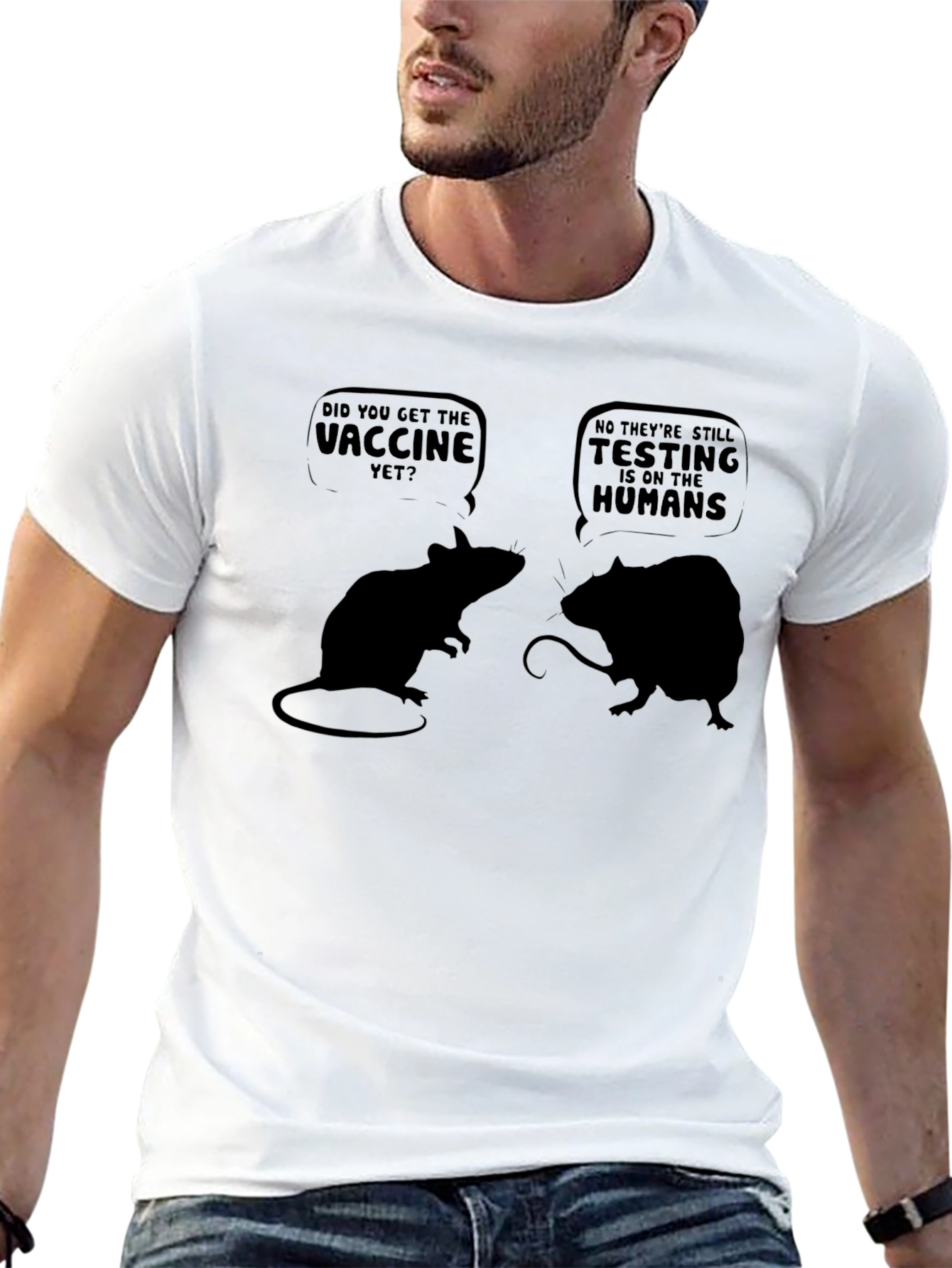 Black Funny Mice Vaccine T-Shirt view 13