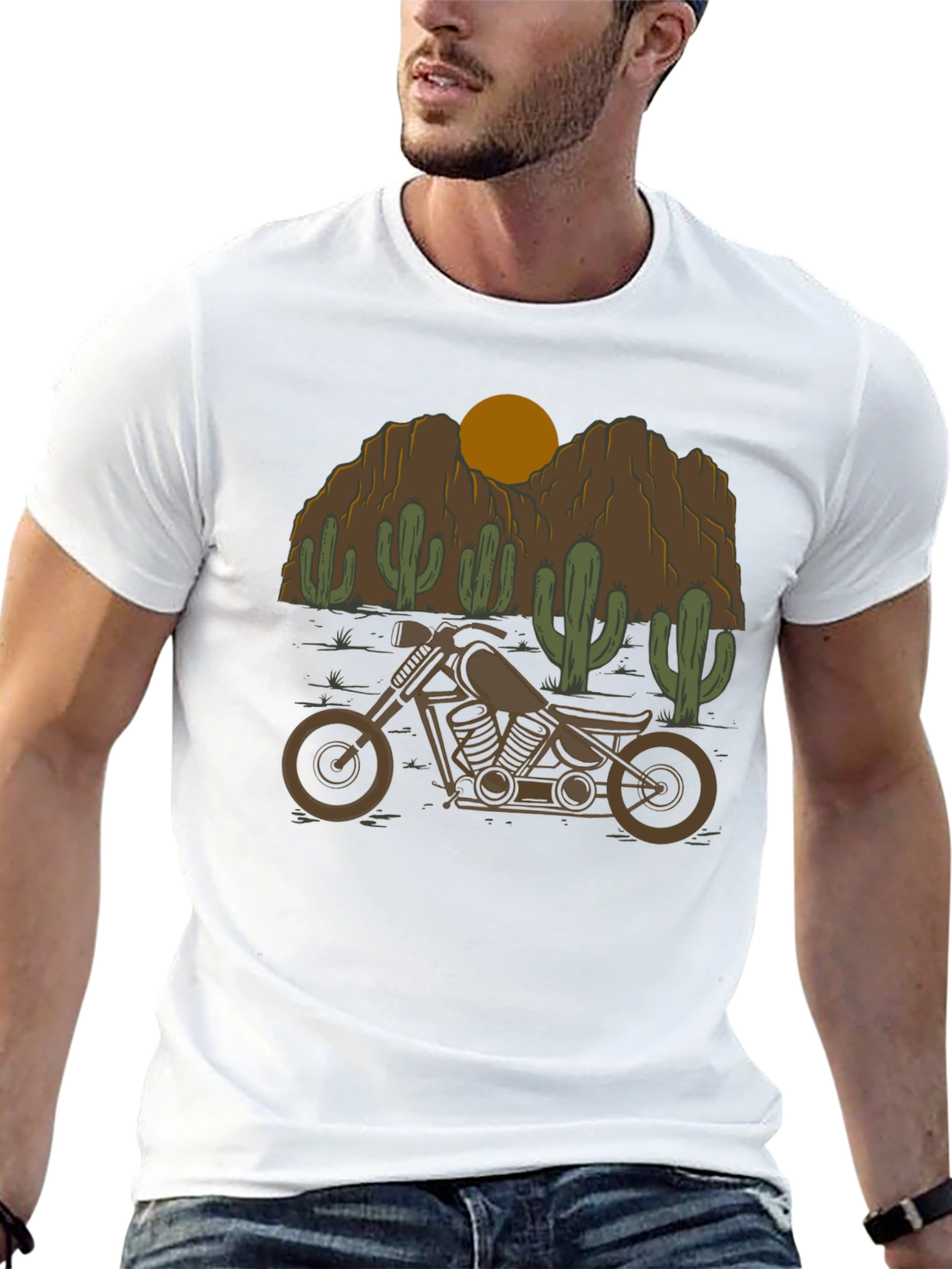 Black Motorcycle Desert Graphic Tee view 13