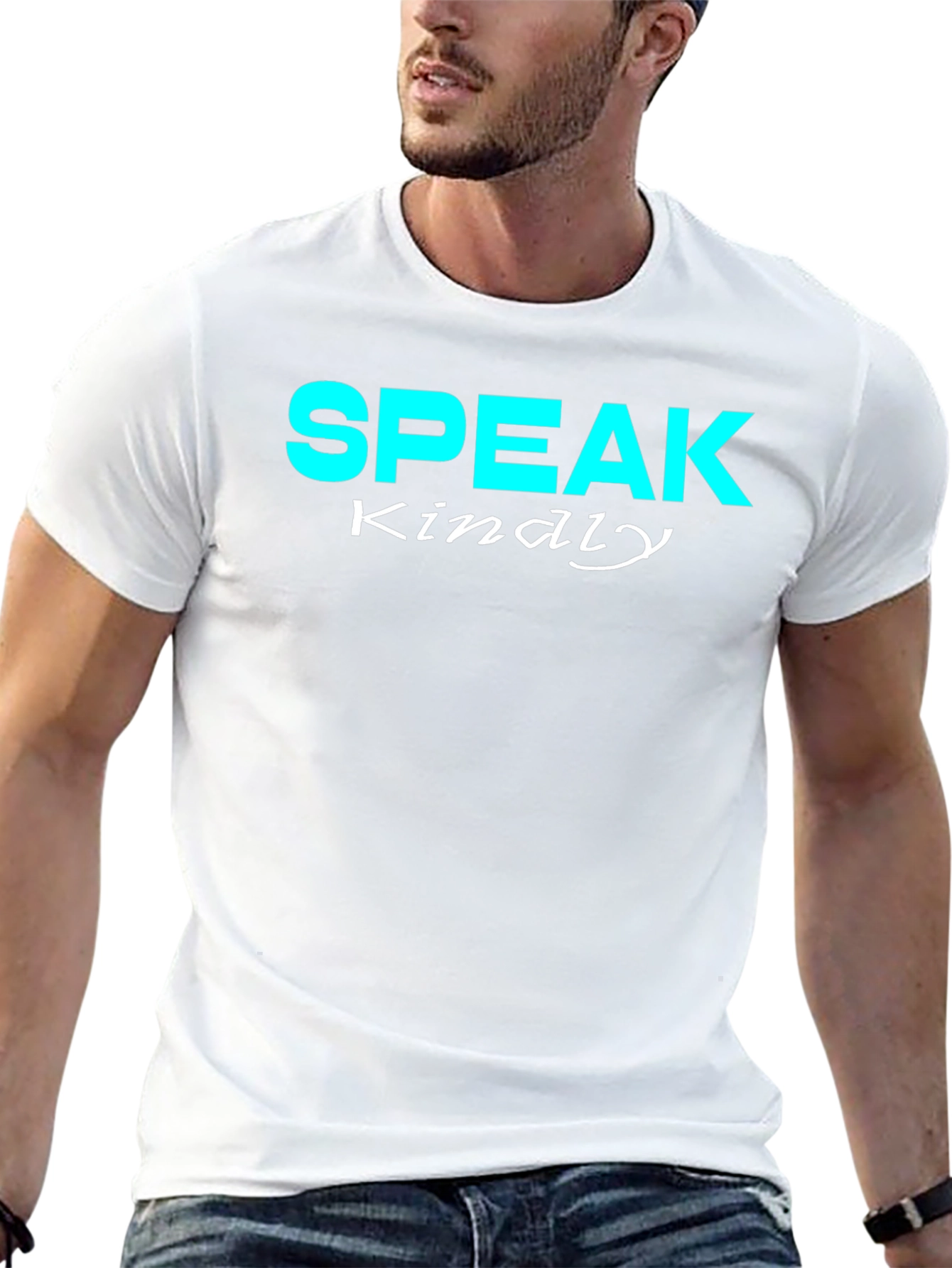 Black Speak Kindly Graphic Tee - Black Cotton T-Shirt view 13