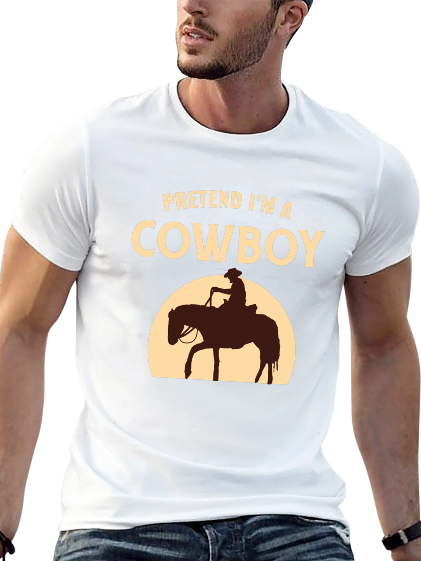 Black Pretend I'm a Cowboy T-Shirt - Funny Western Tee view 13