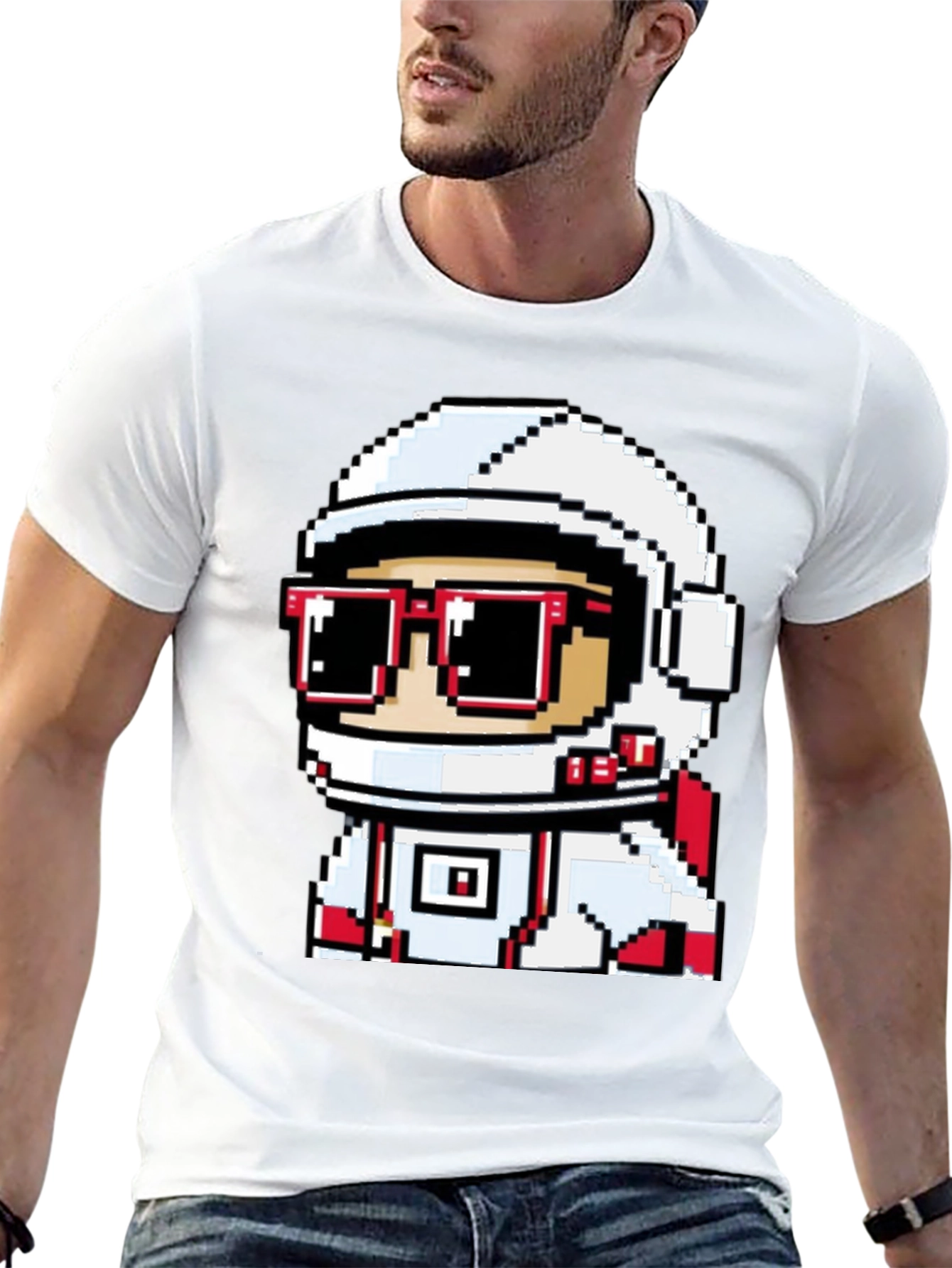 Black Pixel Astronaut Graphic T-Shirt - Black view 13