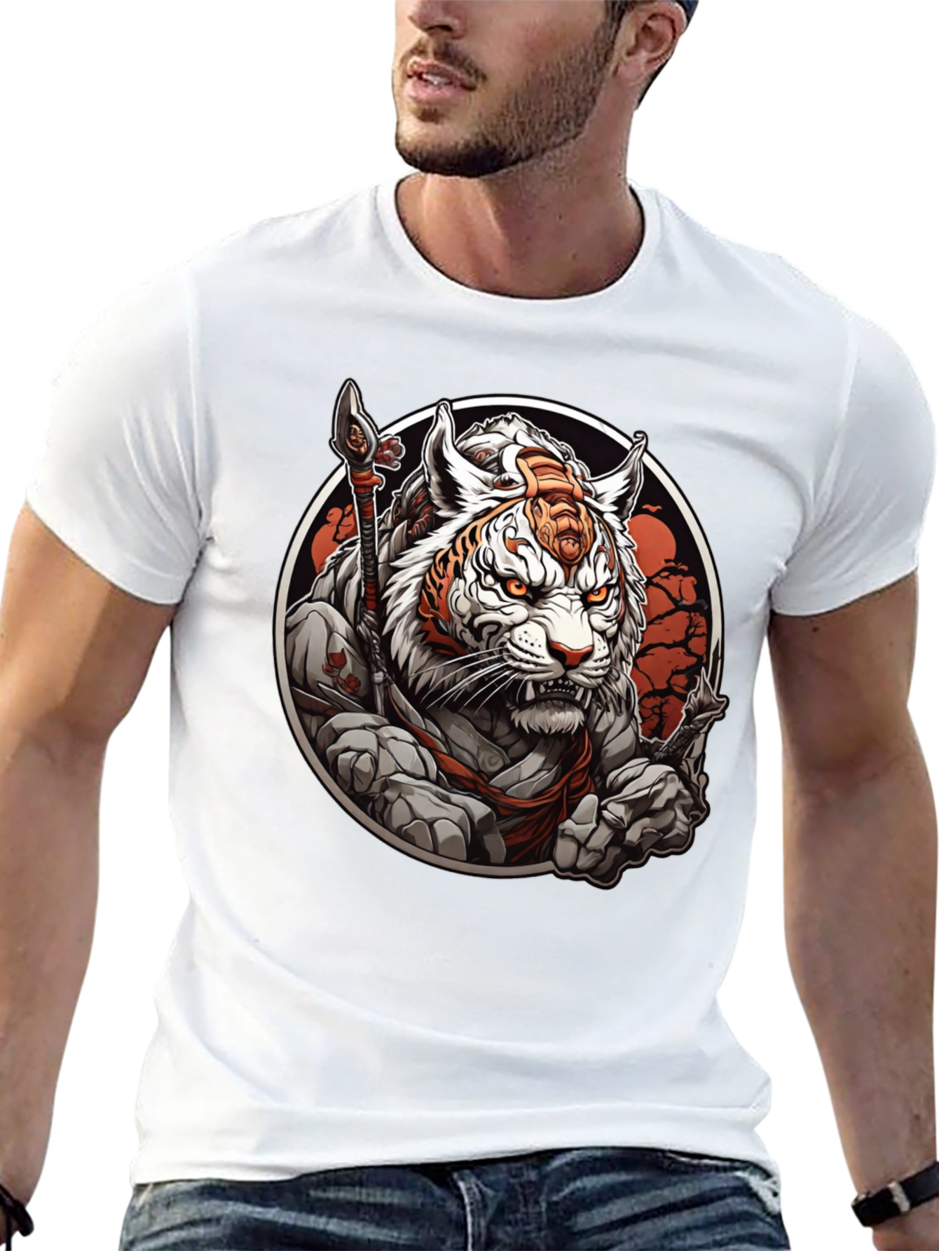 Black Tiger Warrior Graphic Tee - Men's Black T-Shirt view 13