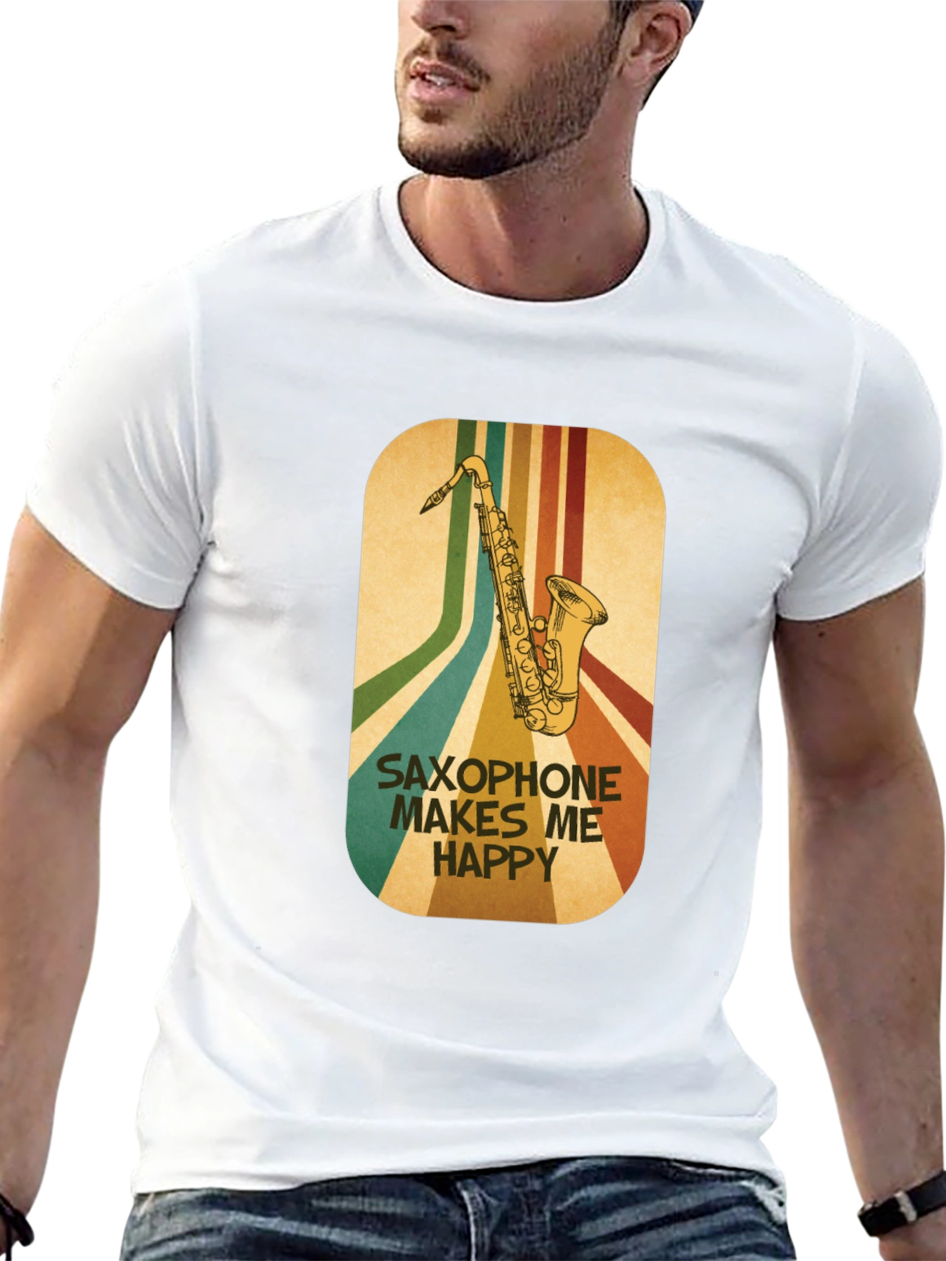 Black Saxophone Makes Me Happy Graphic Tee view 13