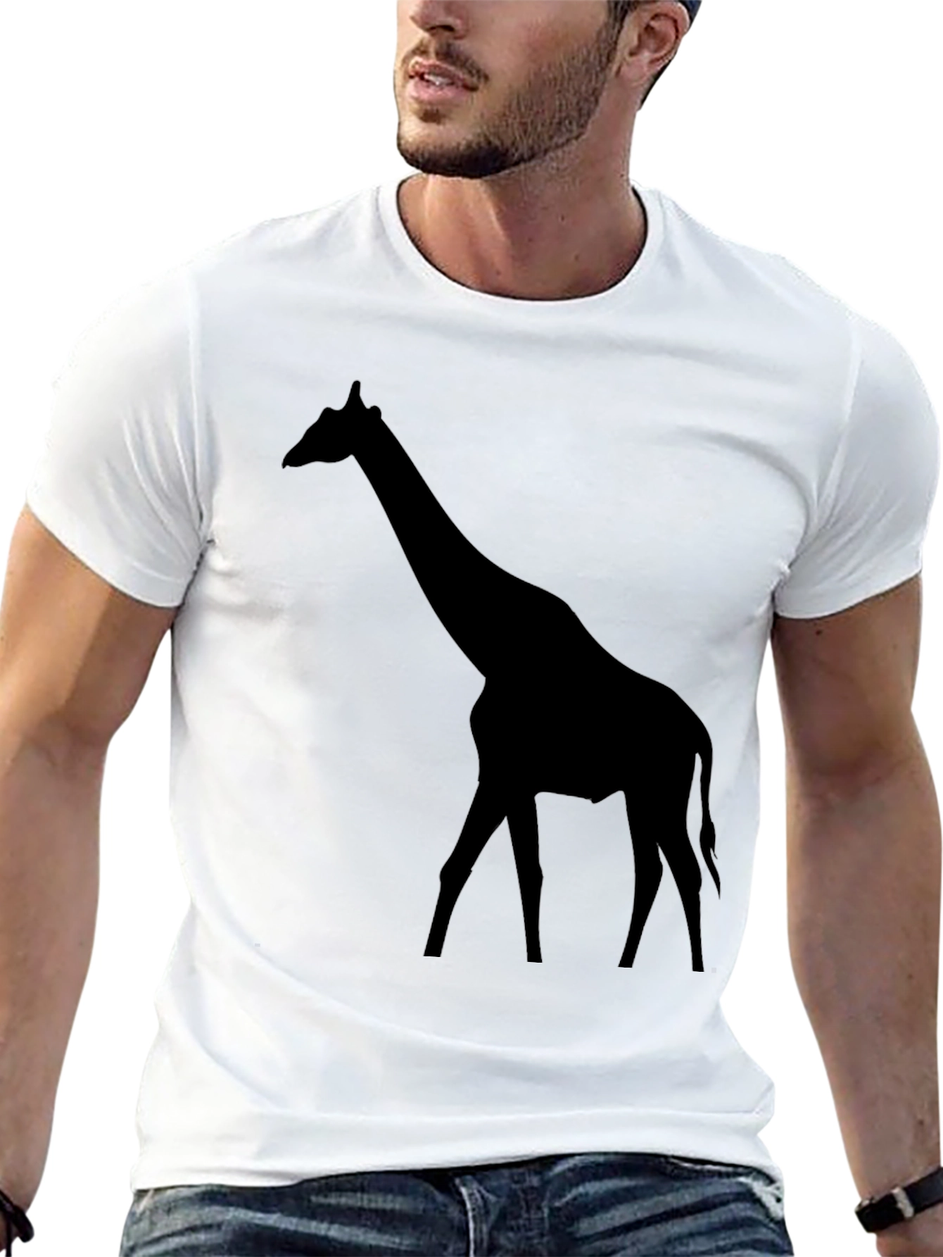 Black Giraffe Silhouette Black T-Shirt view 13