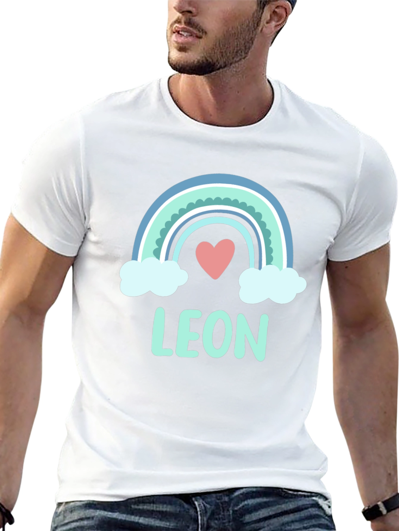 Black Cute Rainbow Leon T-Shirt - Custom Name Tee view 13