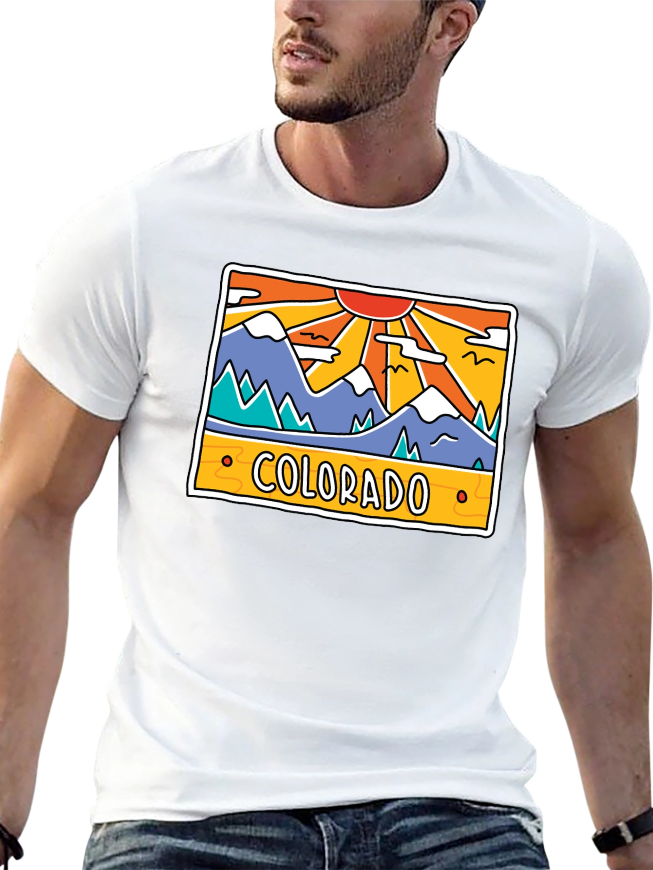 Black Colorado Mountain Graphic T-Shirt - Retro Style view 13