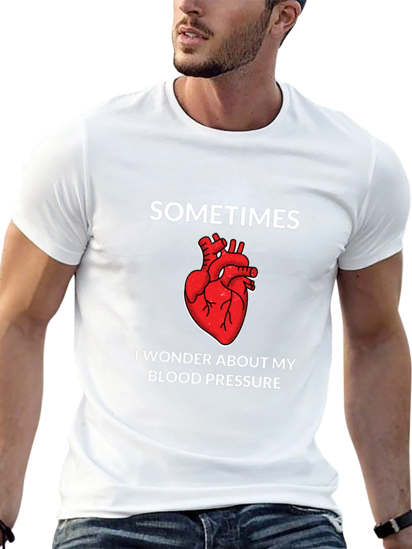 Black Funny Blood Pressure Heart T-Shirt view 13