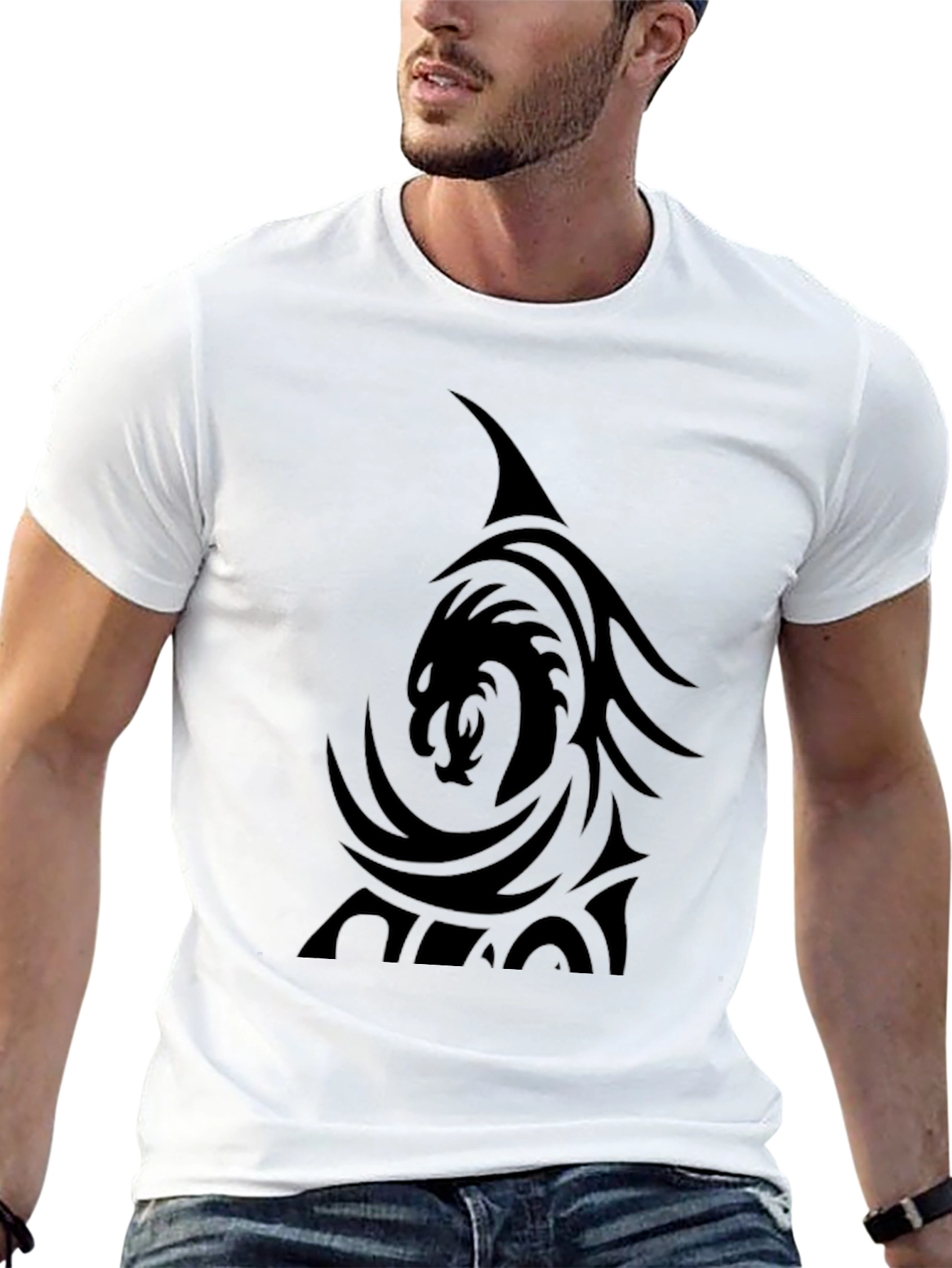 Black Black Dragon Graphic Tee - Men's Casual T-Shirt view 13