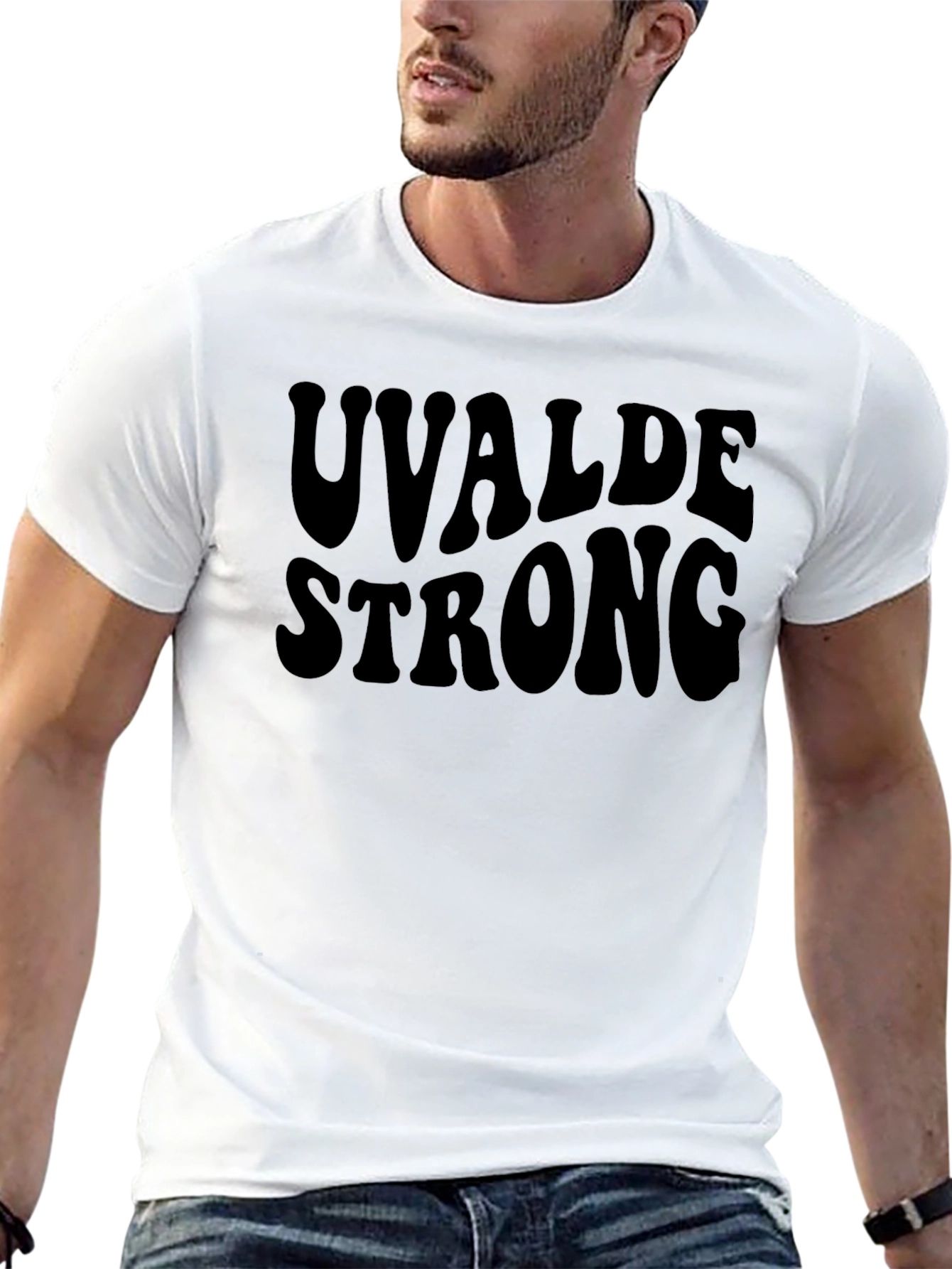 Black Uvalde Strong Black Graphic T-Shirt view 13