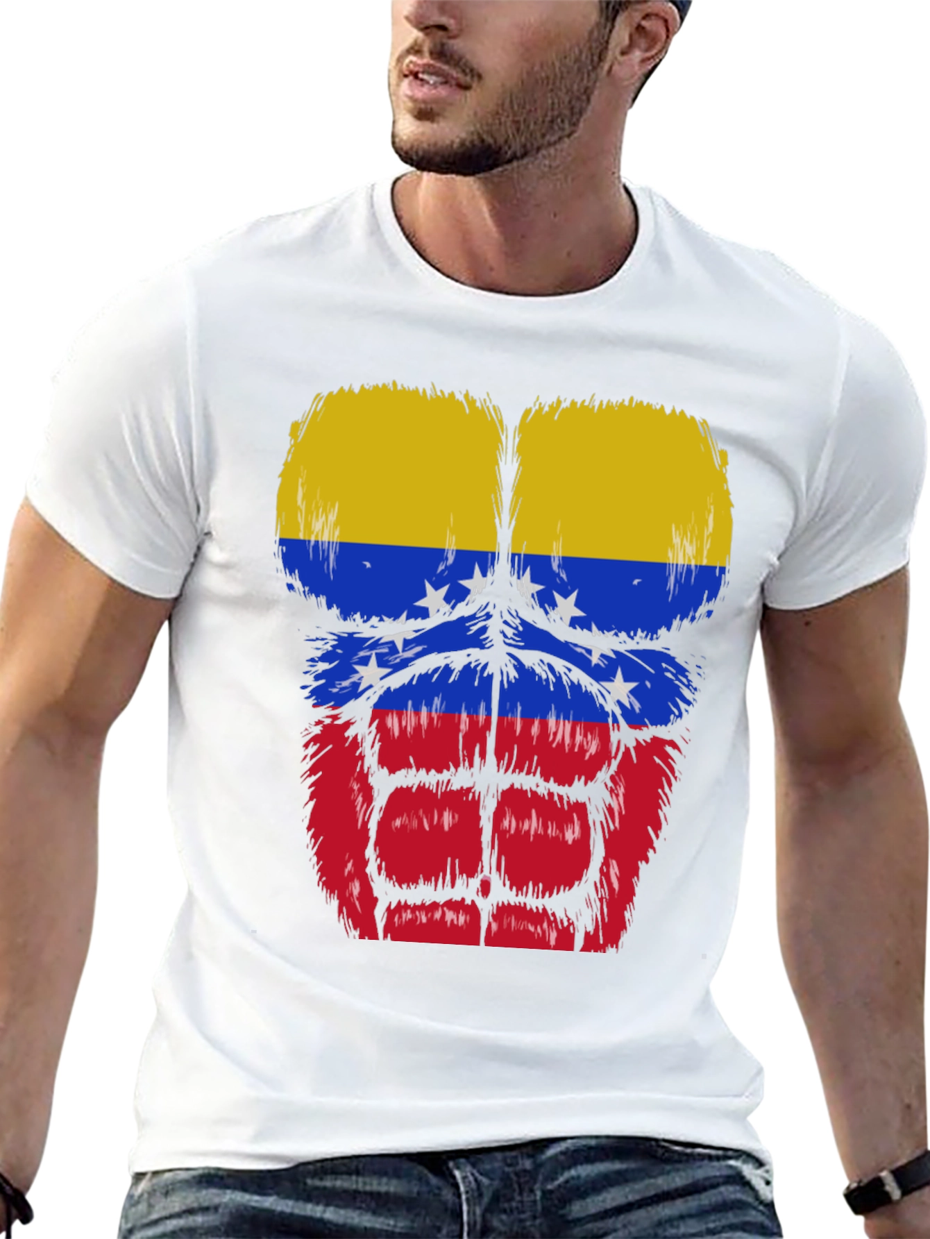 Black Venezuela Flag Muscle Graphic T-Shirt view 13