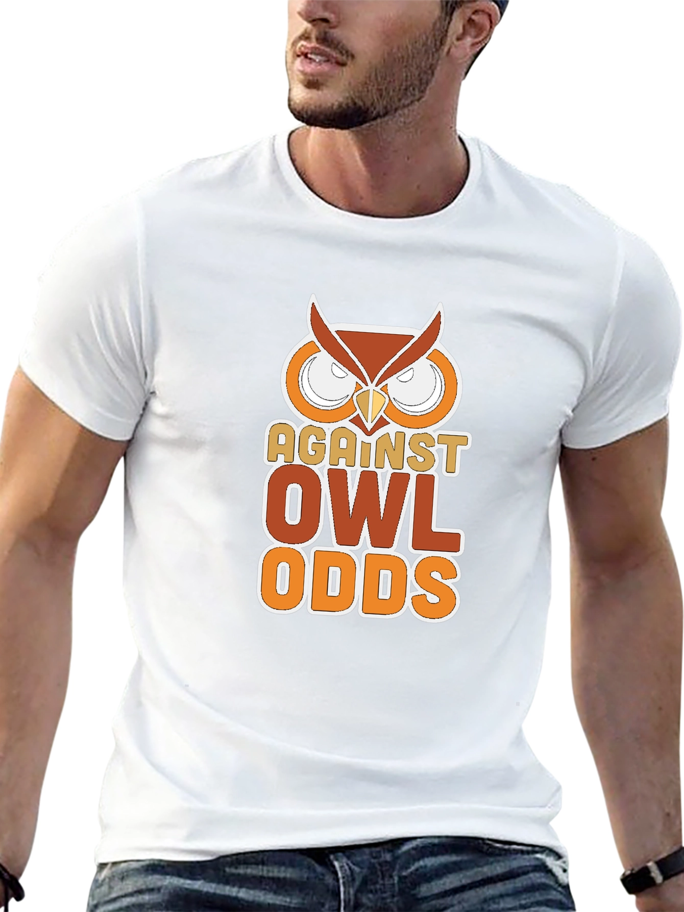 Black Against Owl Odds Graphic T-Shirt - Black view 13