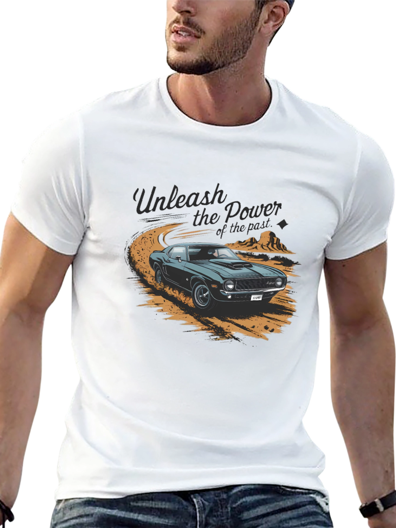 Black Unleash the Power Car Graphic T-Shirt view 13