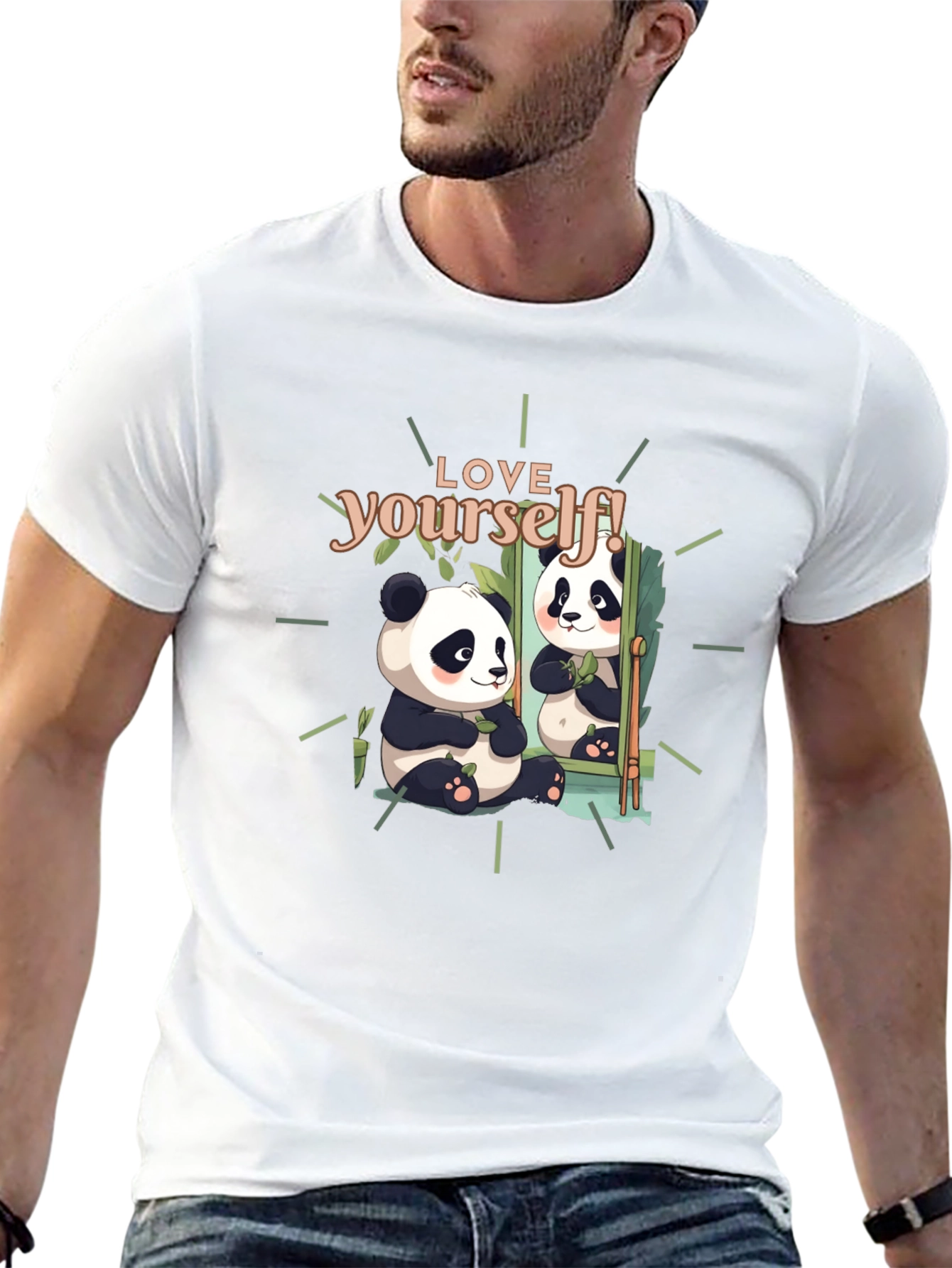 Black Love Yourself Panda Graphic T-Shirt - Black view 13