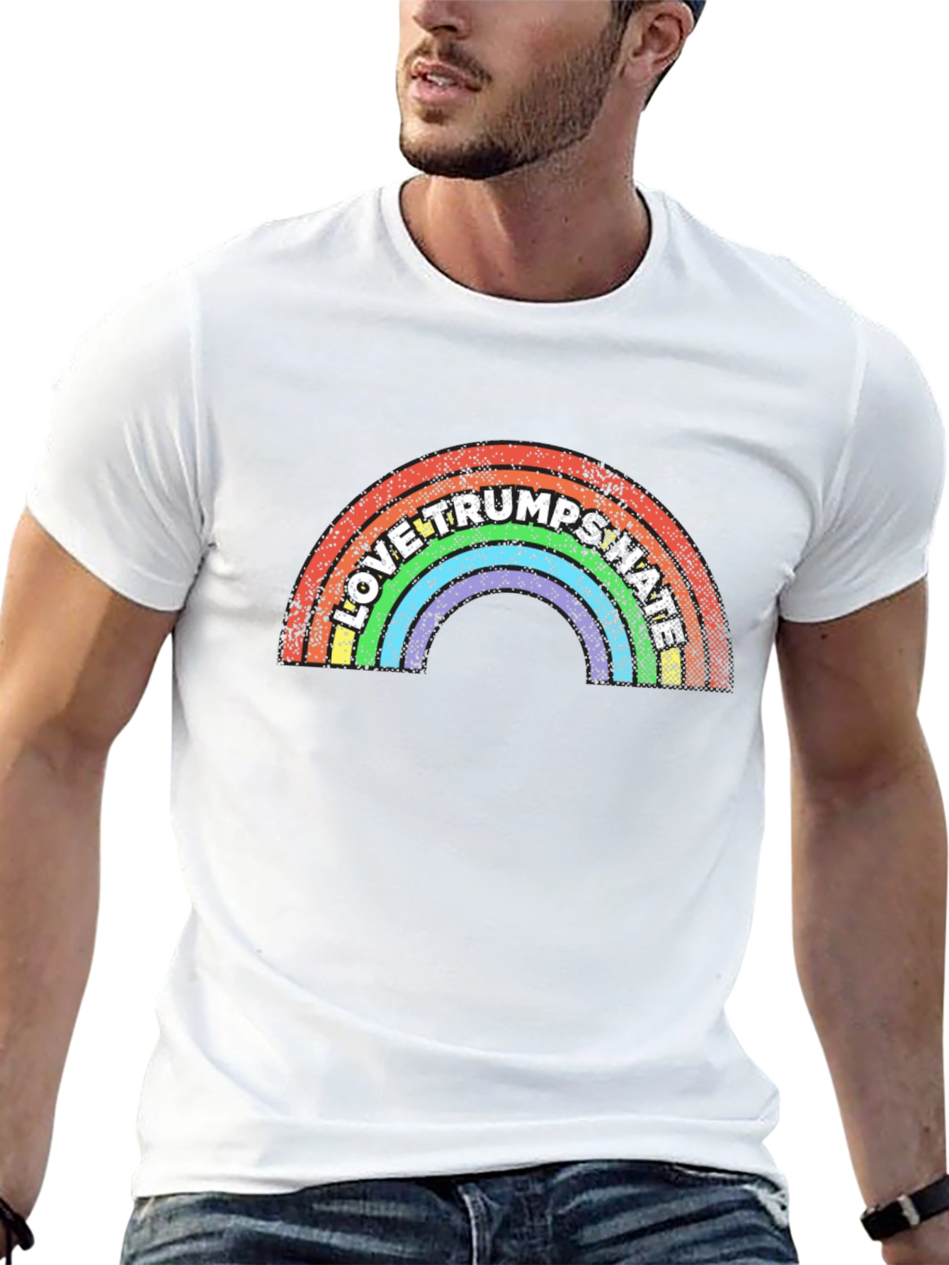 Black Love Trumps Hate Rainbow Graphic T-Shirt view 13