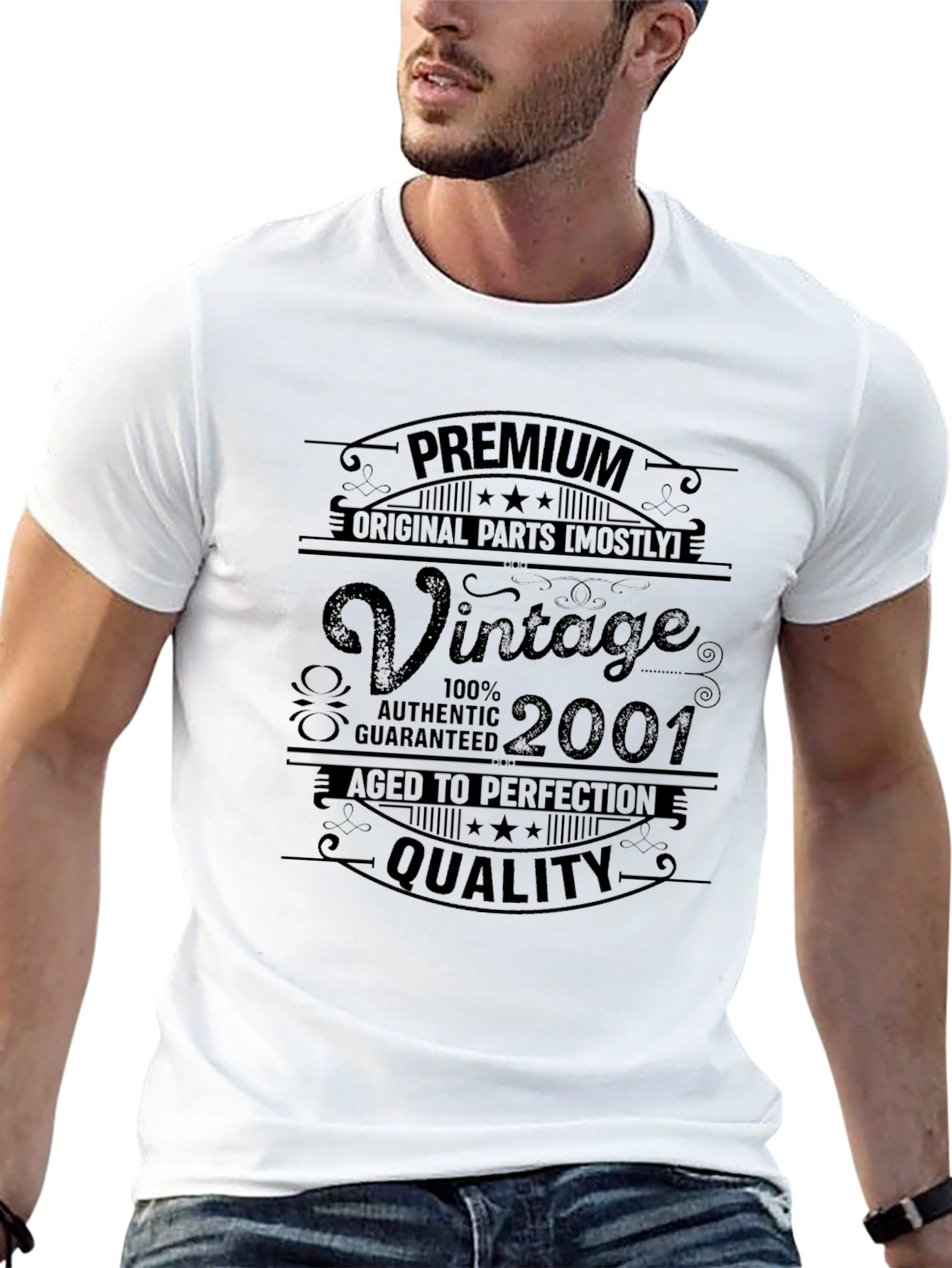 Black Vintage 2001 Premium Quality T-Shirt view 13