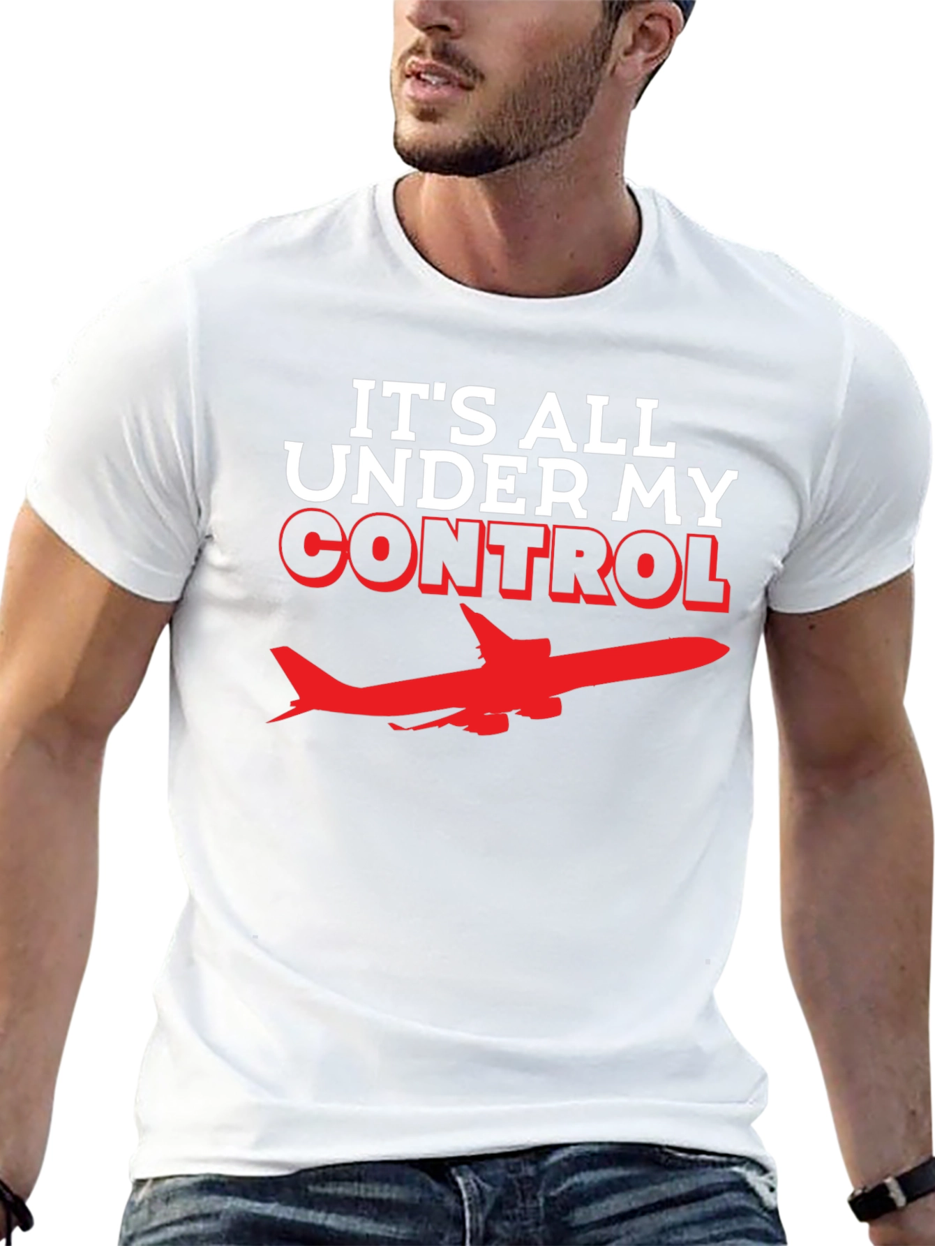 Black Pilot T-Shirt: It's All Under My Control - Airplane Tee view 13