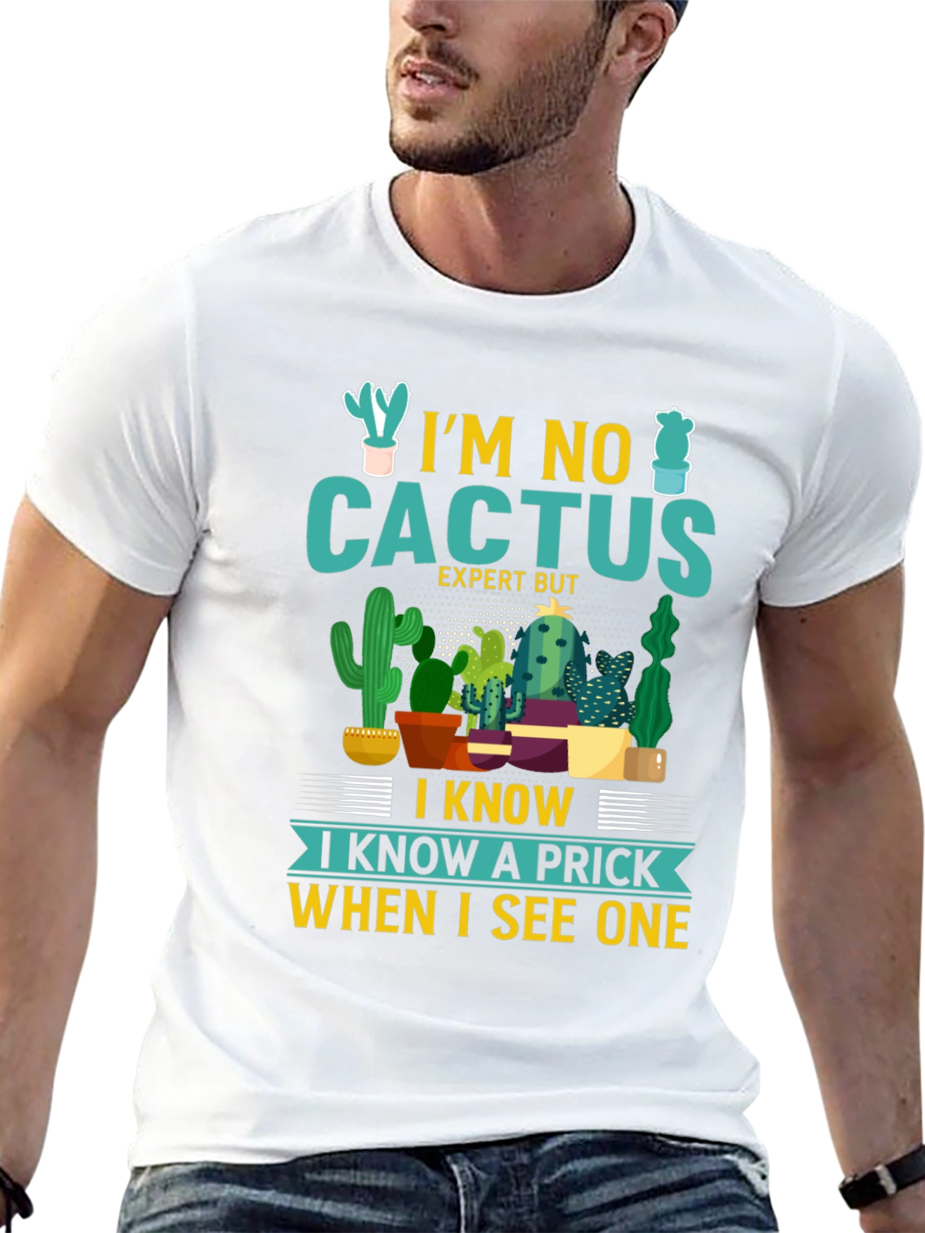 Black I'm No Cactus Expert But Prick Novelty T-Shirt view 13