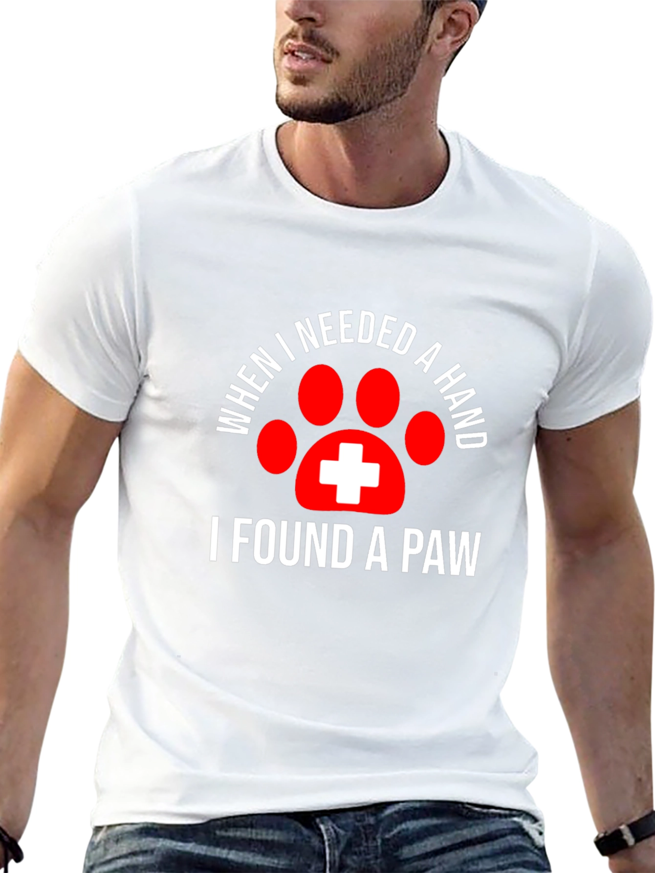 Black When I Needed a Hand I Found a Paw T-Shirt view 13