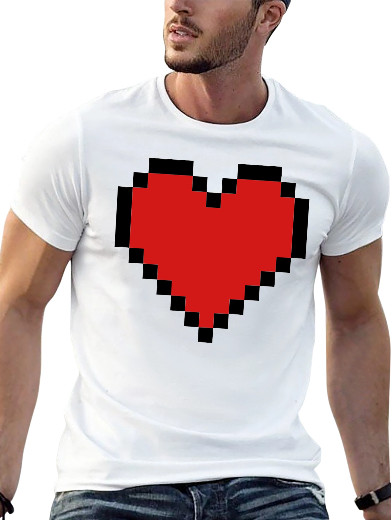 Black Pixel Heart Graphic Tee - Gamer Style view 13