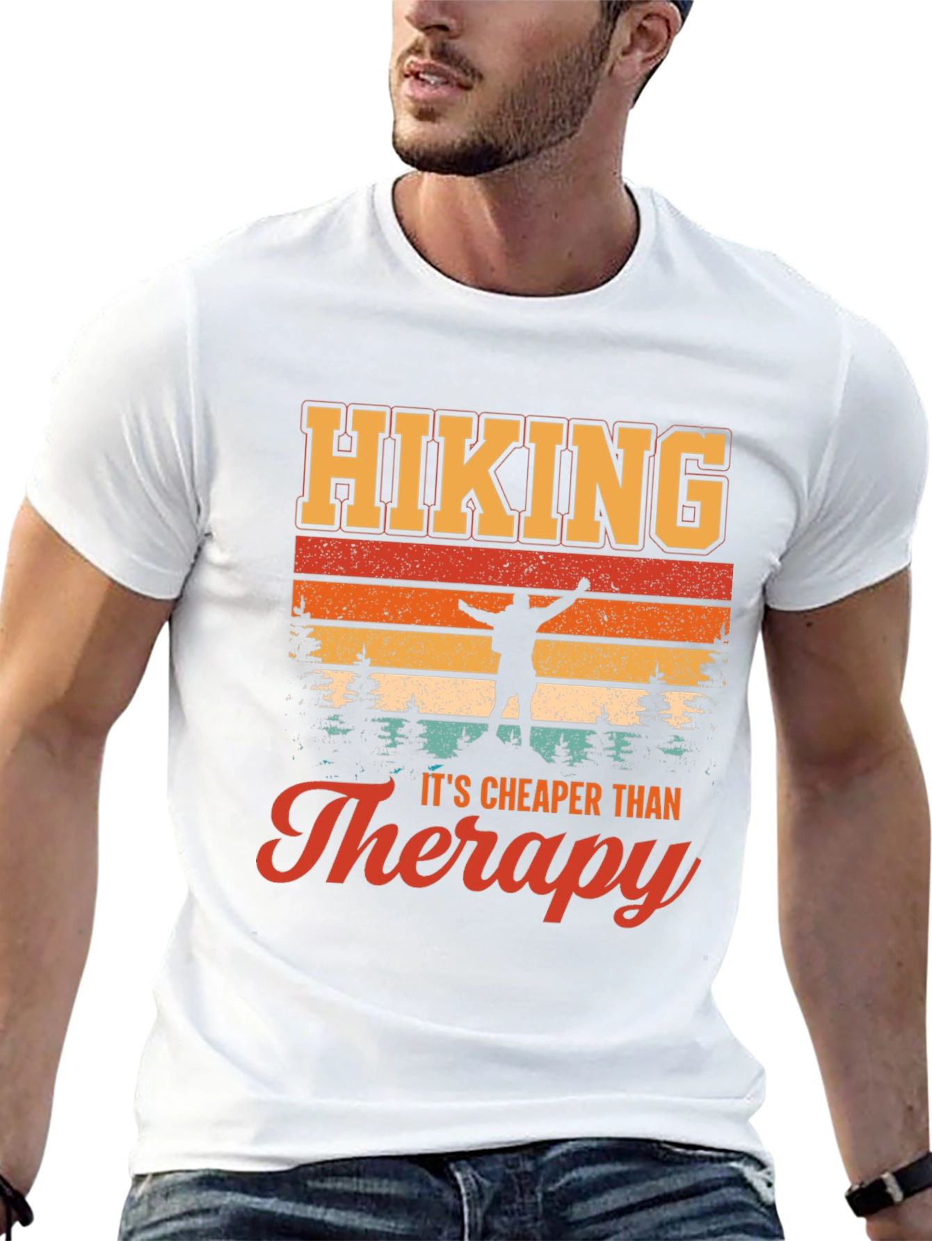 Black Hiking is Cheaper Than Therapy T-Shirt - Adventure Graphic Tee view 13