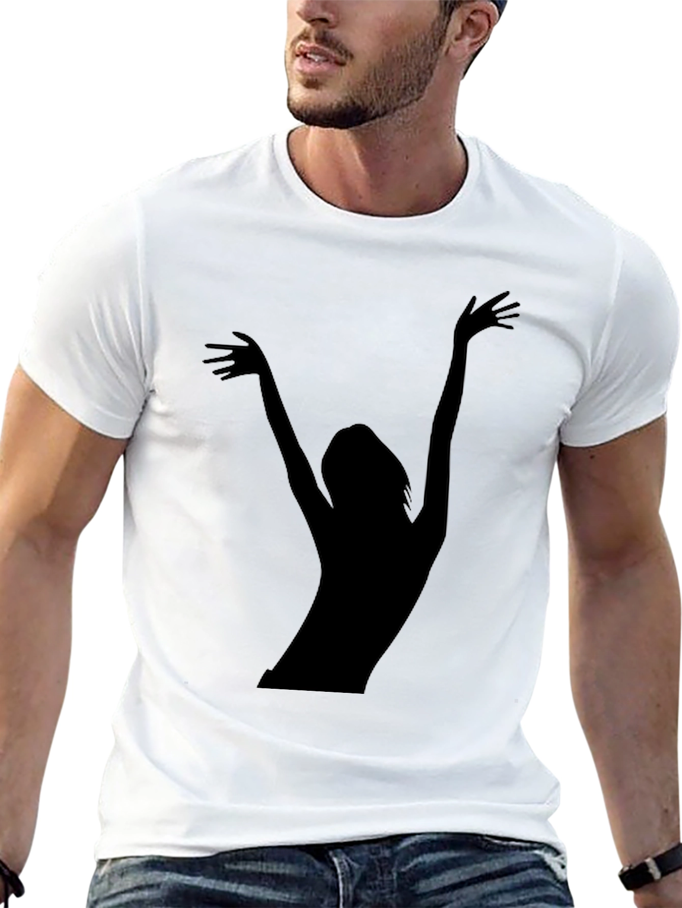Black Silhouette Graphic Tee - Black Unisex T-Shirt view 13