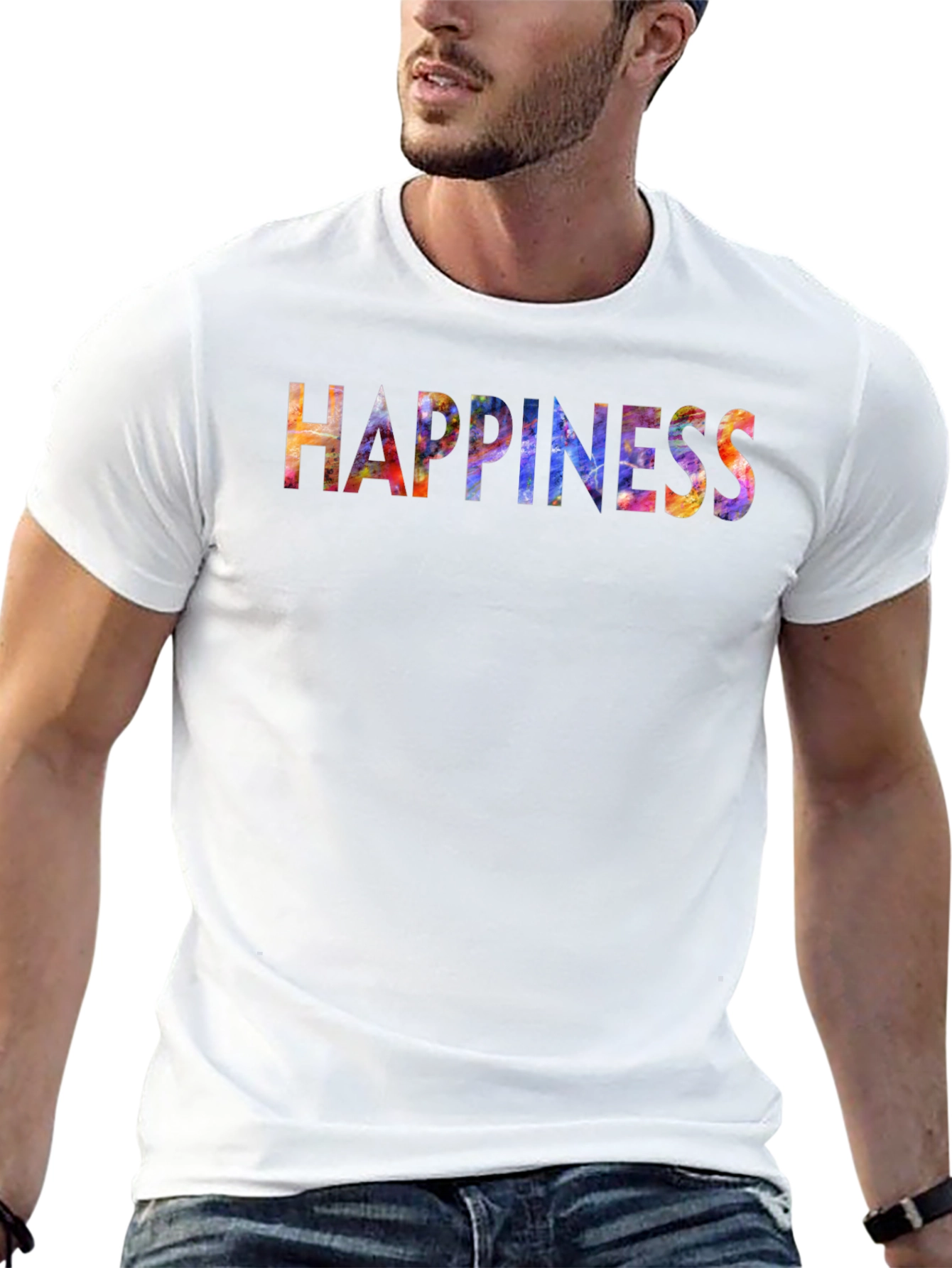 Black Happiness Graphic T-Shirt - Men's Black Tee view 13