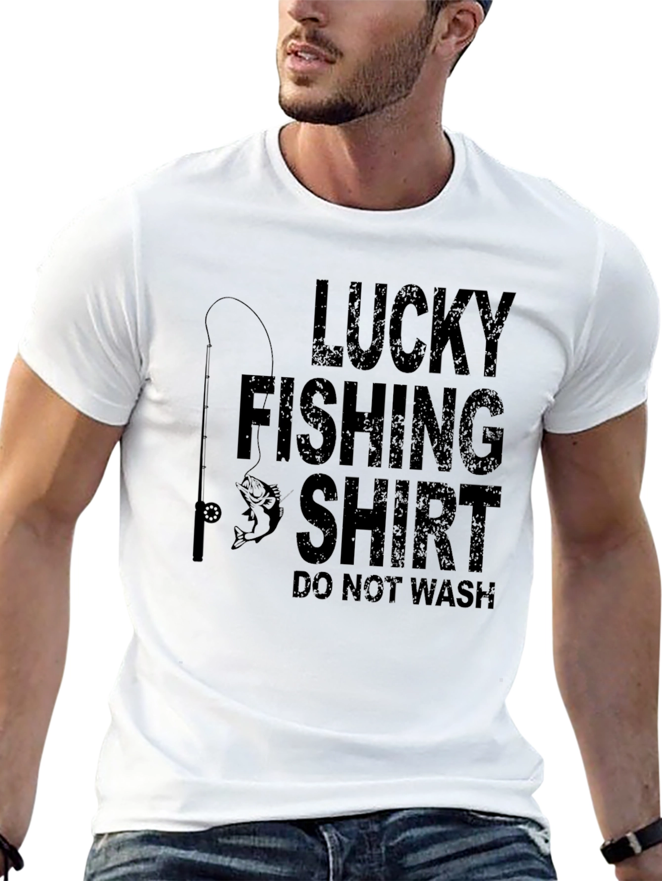 Black Lucky Fishing Shirt - Novelty Graphic Tee view 13