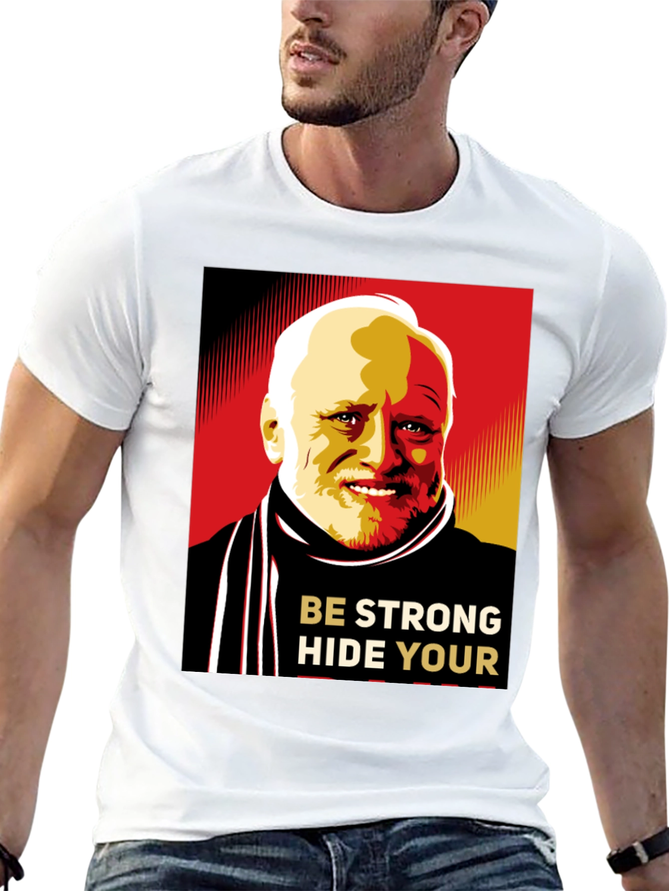 Black Hide Your Pain Harold Meme Black T-Shirt view 13