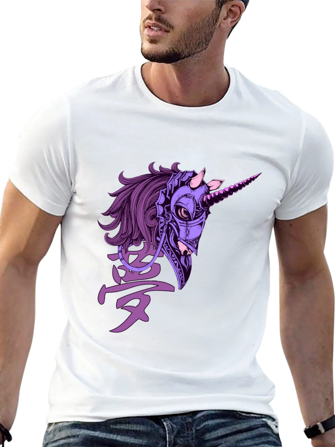 Black Cyberpunk Unicorn Graphic T-Shirt - Black view 13