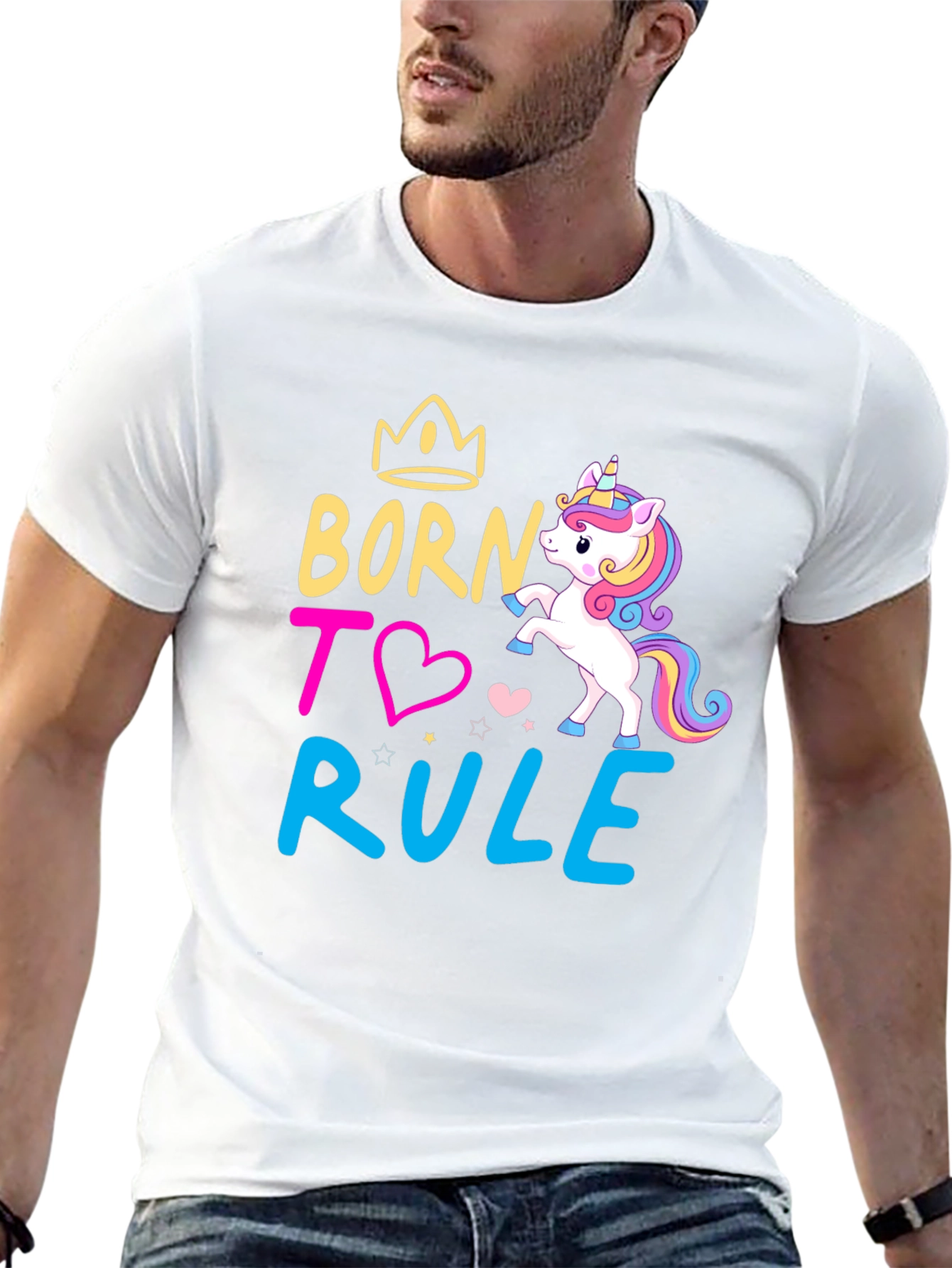 Black Born to Rule Unicorn Graphic T-Shirt view 13