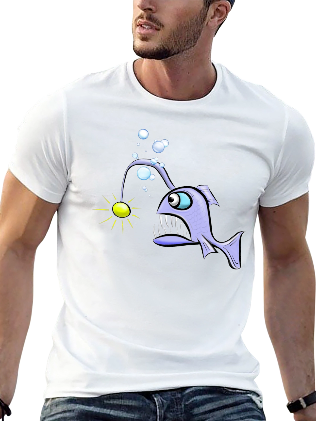 Black Angler Fish Graphic T-Shirt - Unique Design view 13
