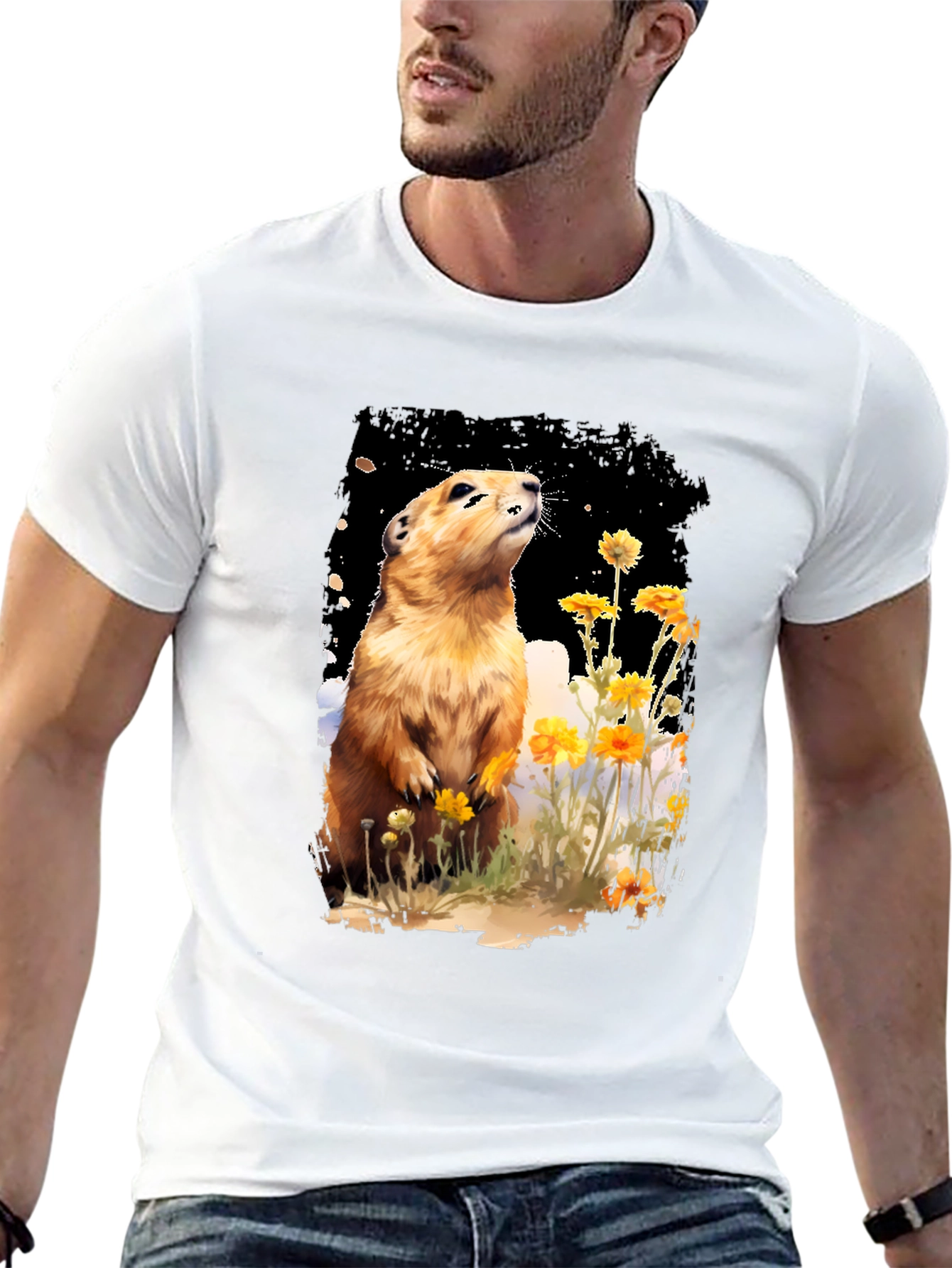 Black Prairie Dog T-Shirt - Unisex Black Tee view 13
