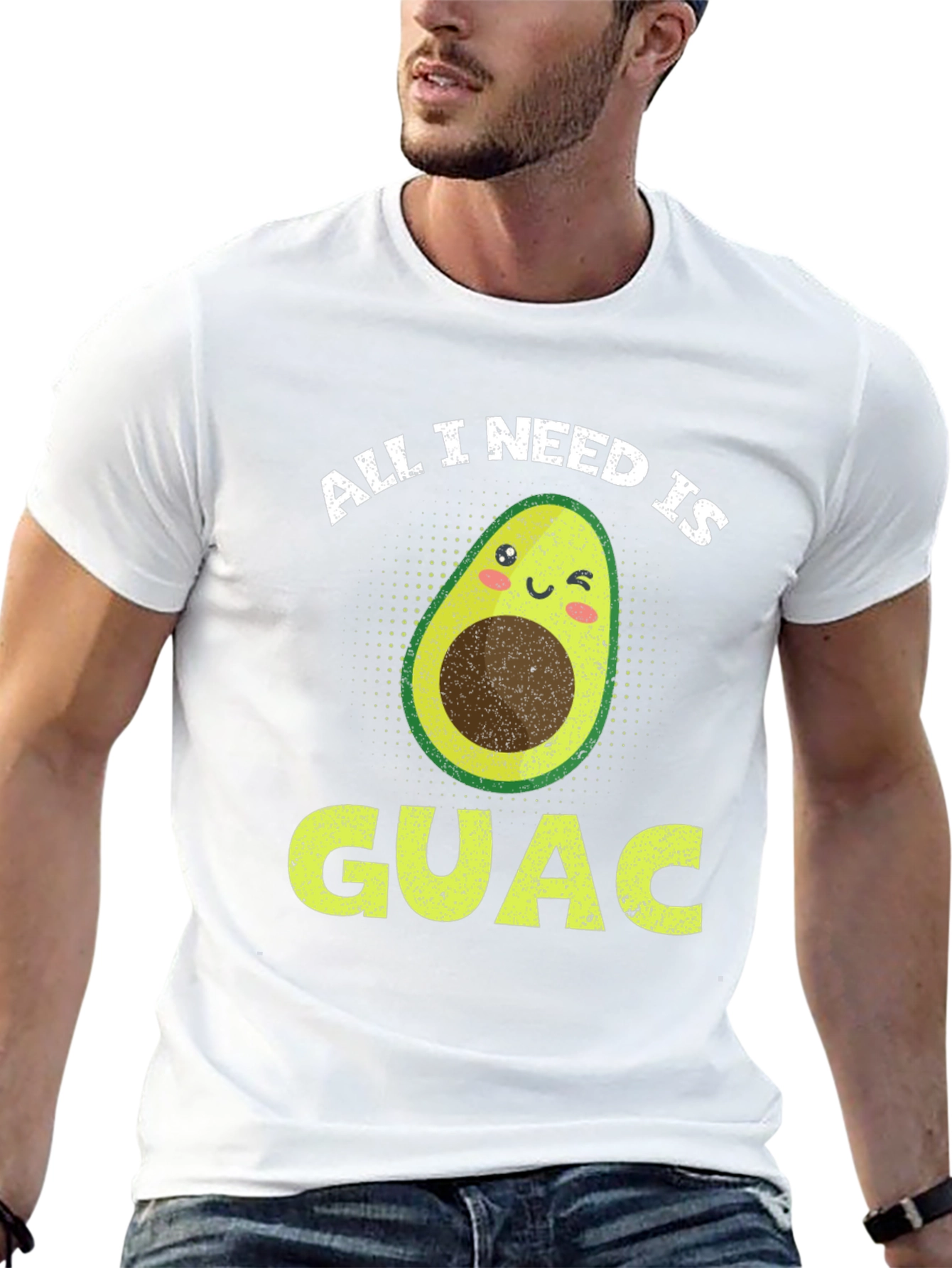 Black All I Need is Guac Funny Avocado Graphic T-Shirt view 13