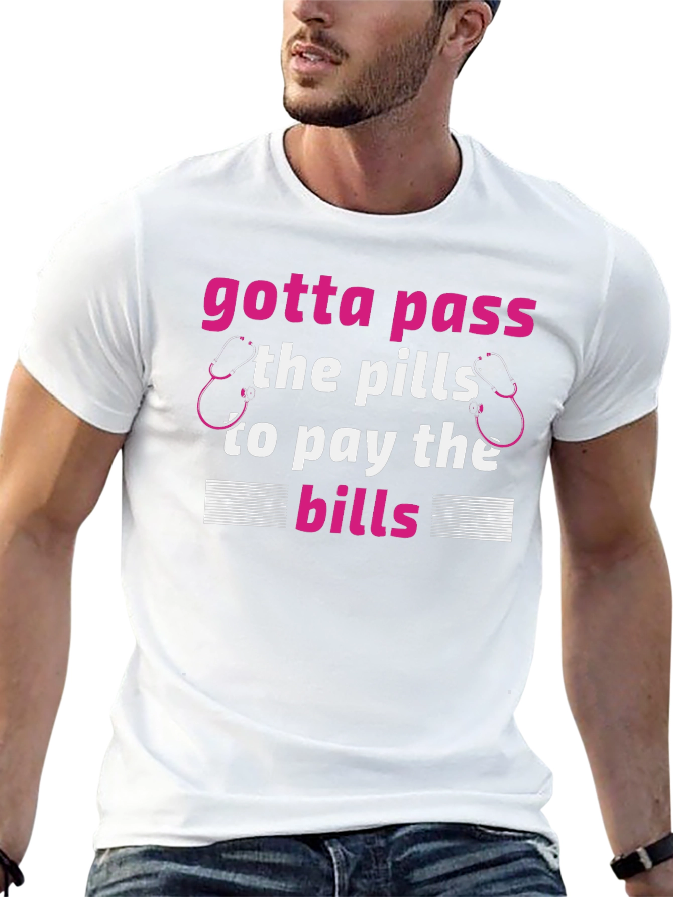 Black Gotta Pass the Pills T-Shirt view 13