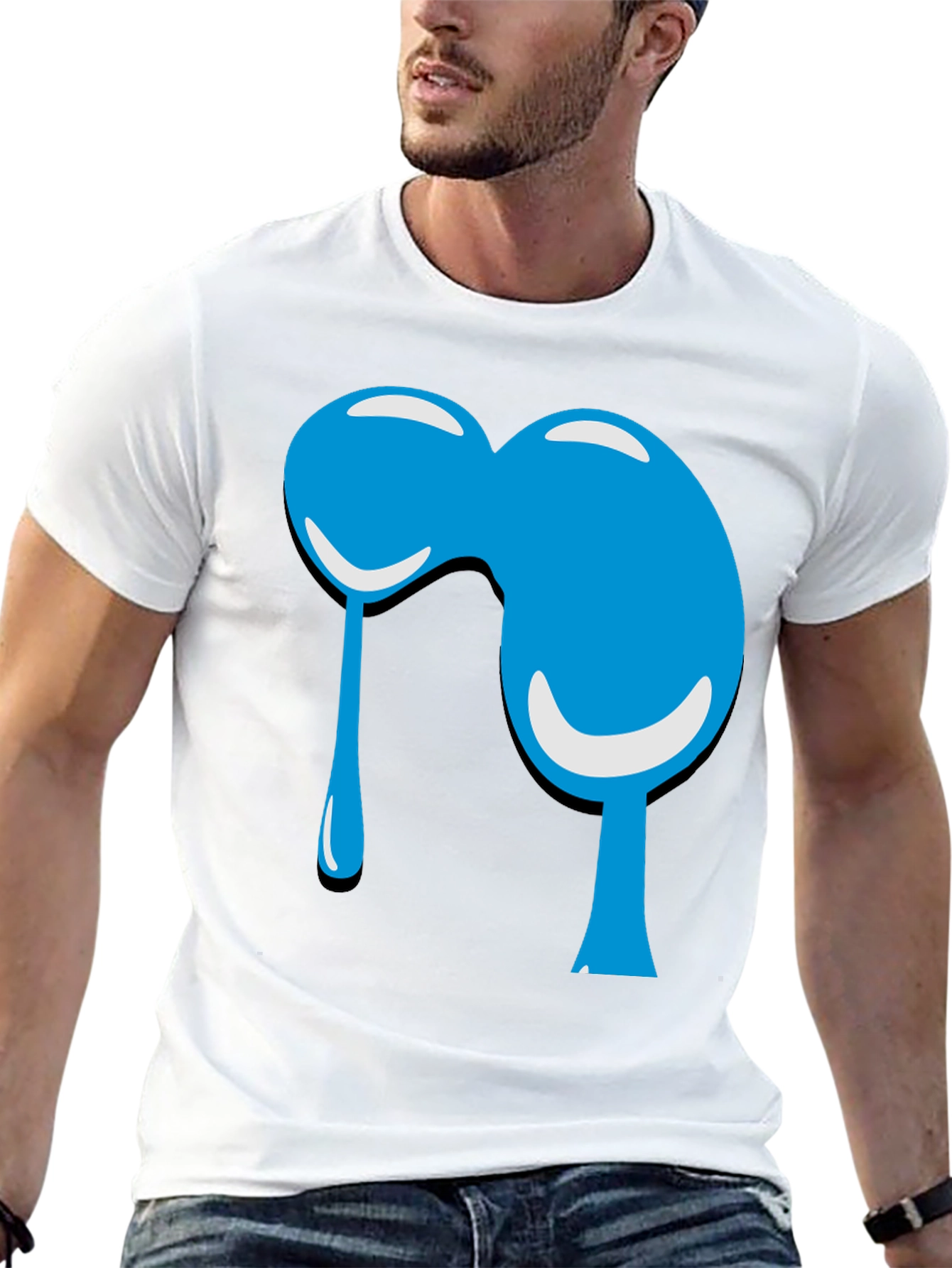 Black Blue Blob Graphic Black T-Shirt view 13